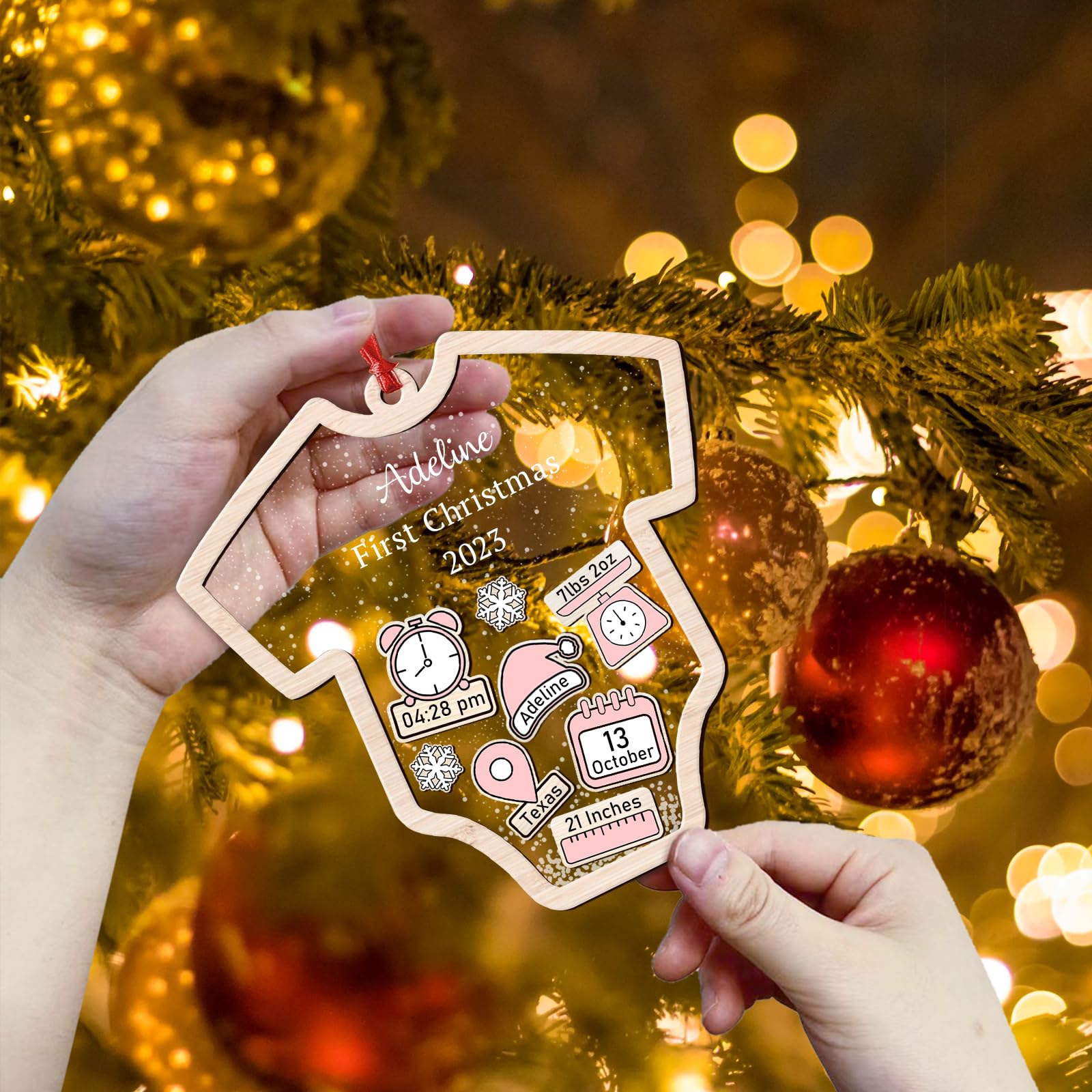 Personalized Baby's First Christmas Ornament 2023 - Custom Name Keepsake Gift for Newborn Baby Girl or Boy - Perfect for Baby's First Christmas Tree Decoration & Holiday Memory Keepsake