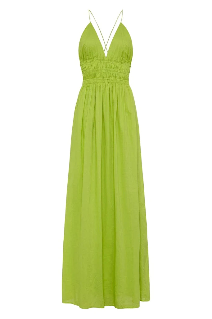 Bisetta Maxi Dress - Flowy Summer Dress for Women, Kiwifruit Print, Boho Chic Style - Perfect for Beach Vacations, Parties & Casual Outings