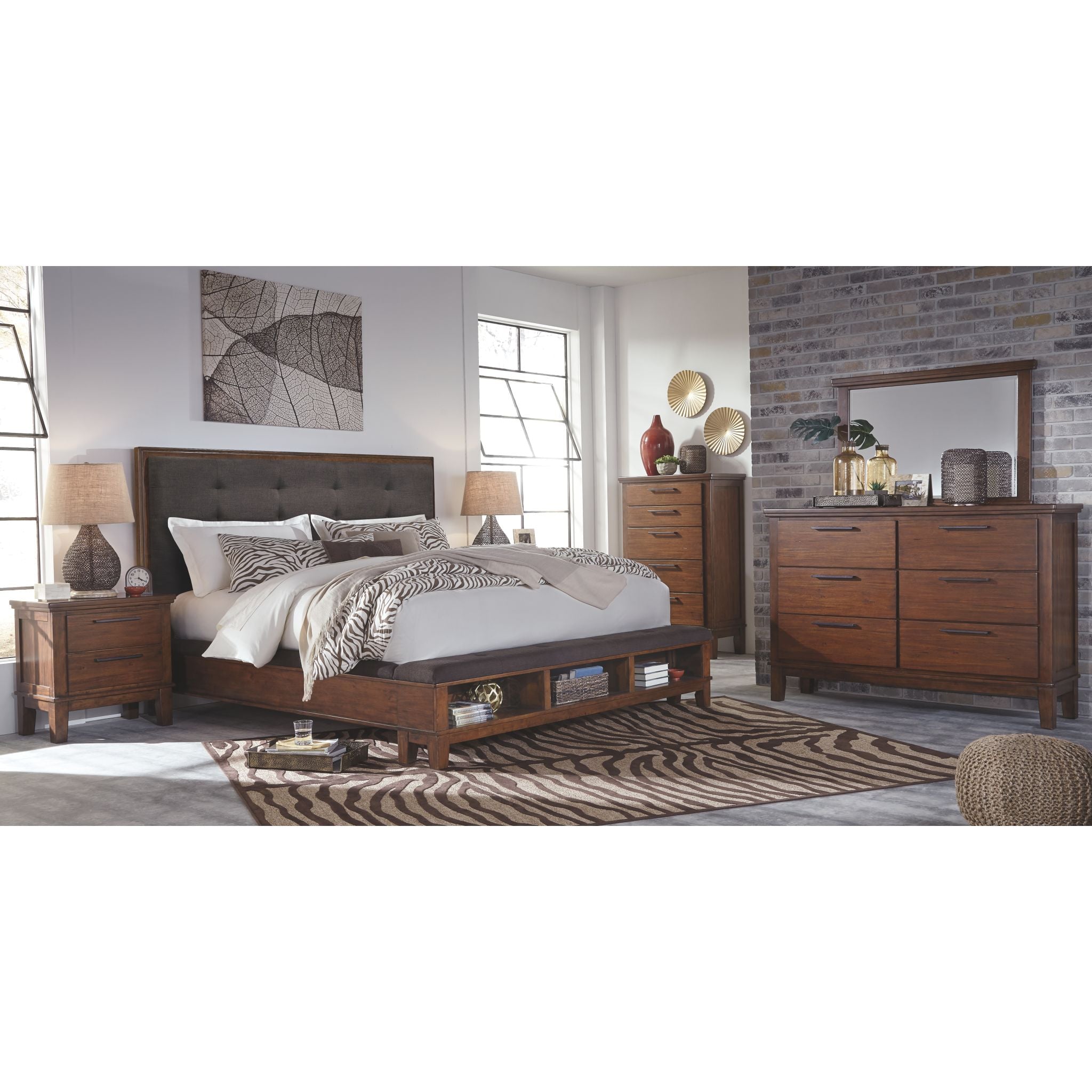 Ashley Ralene 3-Piece Panel Bed Set - Queen Size Wooden Bed Frame with Headboard & Footboard - Perfect for Master Bedroom & Guest Room Decor