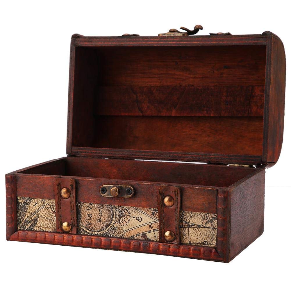 Vintage Wooden Jewelry Storage Box - Handmade Treasure Chest Organizer for Rings, Necklaces & Earrings - Perfect for Home Decor, Gift Giving & Jewelry Display