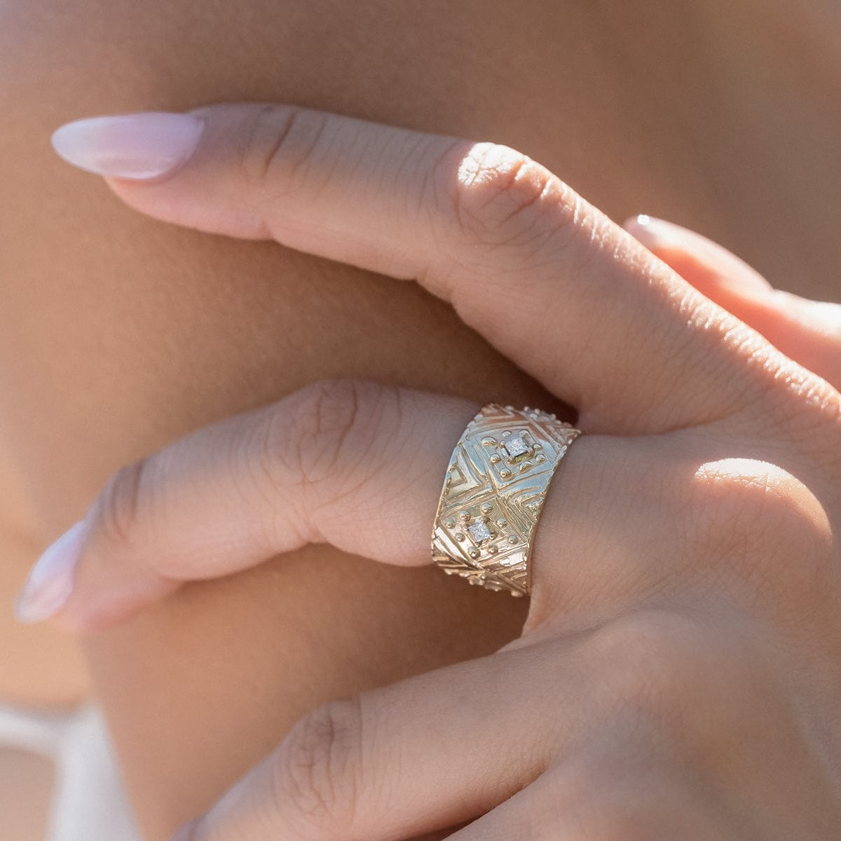 Grecian Diamond Cigar Band - Elegant Wedding Ring for Men & Women - Perfect for Engagement, Anniversary & Special Occasions