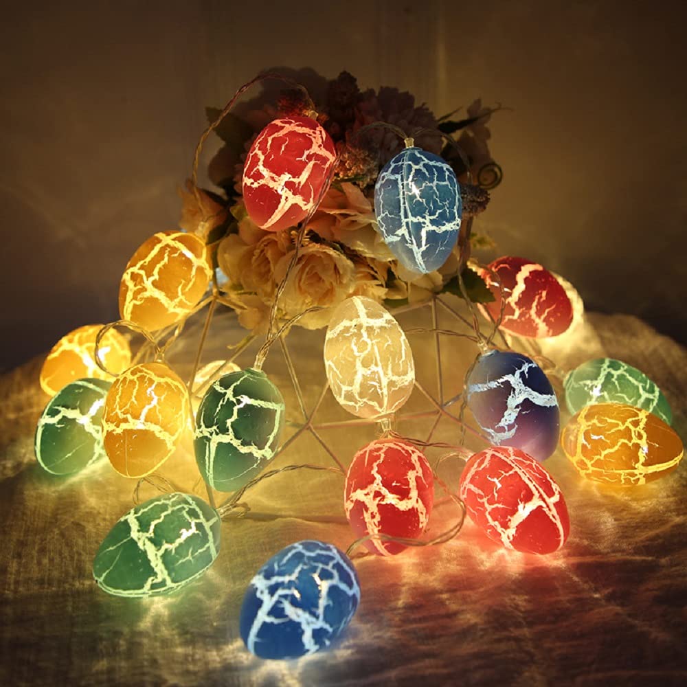 10 LED Pastel Easter Egg String Lights - Battery Operated Fairy Lights for Easter, Spring Theme Party, Bedroom, Holiday Decor - Indoor Home Decoration for Festive Atmosphere