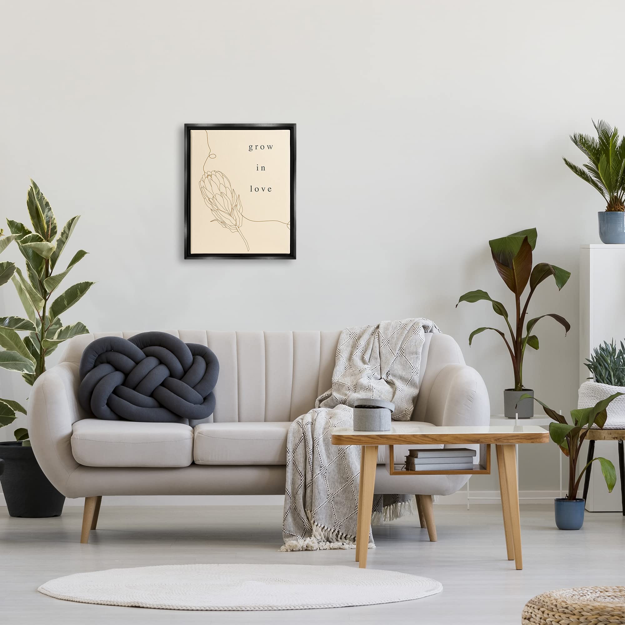 Stupell Industries 'Grow In Love' Framed Wall Art - Botanical Line Drawing Quote Decor by Lil' Rue - Perfect for Nursery, Bedroom & Home Office Decor