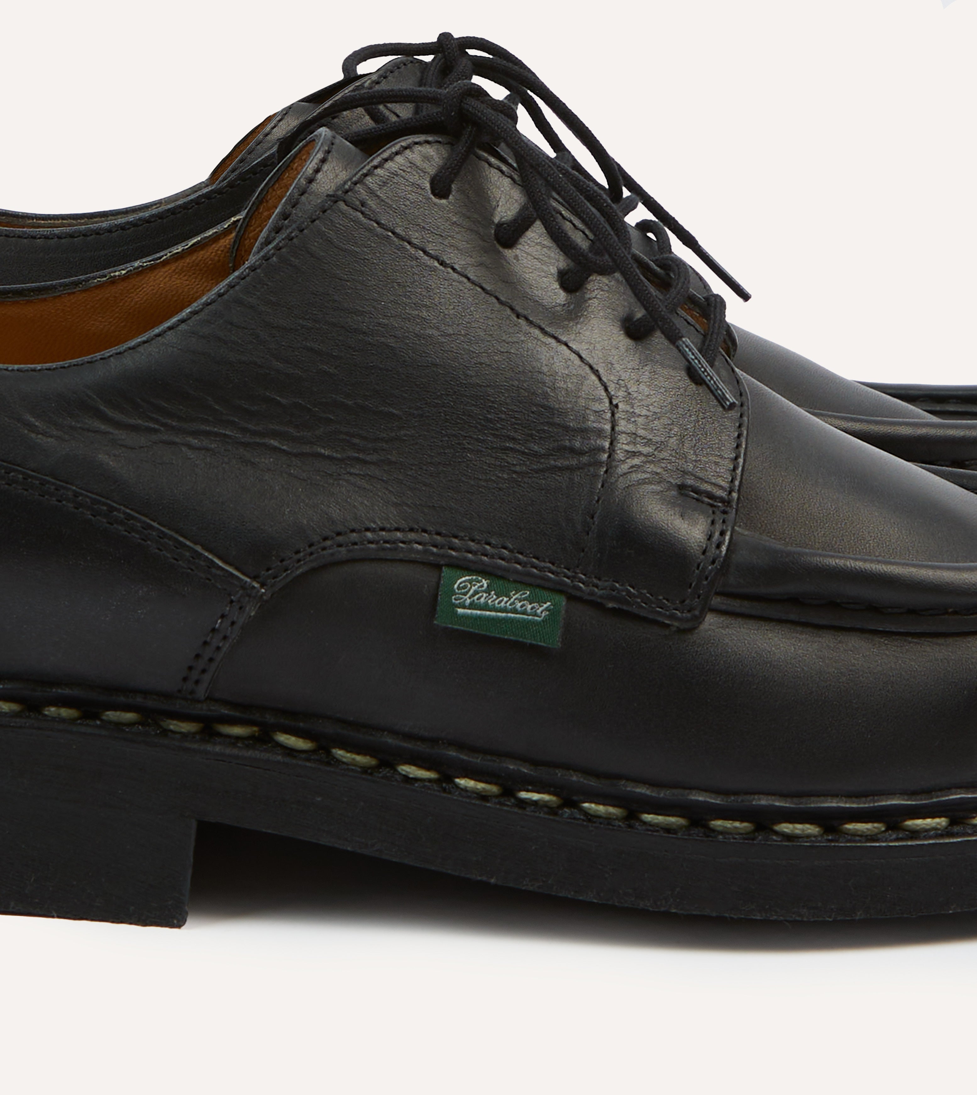 Paraboot Villandry Men's Derby Shoes - Premium Noir Calf Leather - Classic Formal & Casual Footwear for Work, Office, and Special Occasions