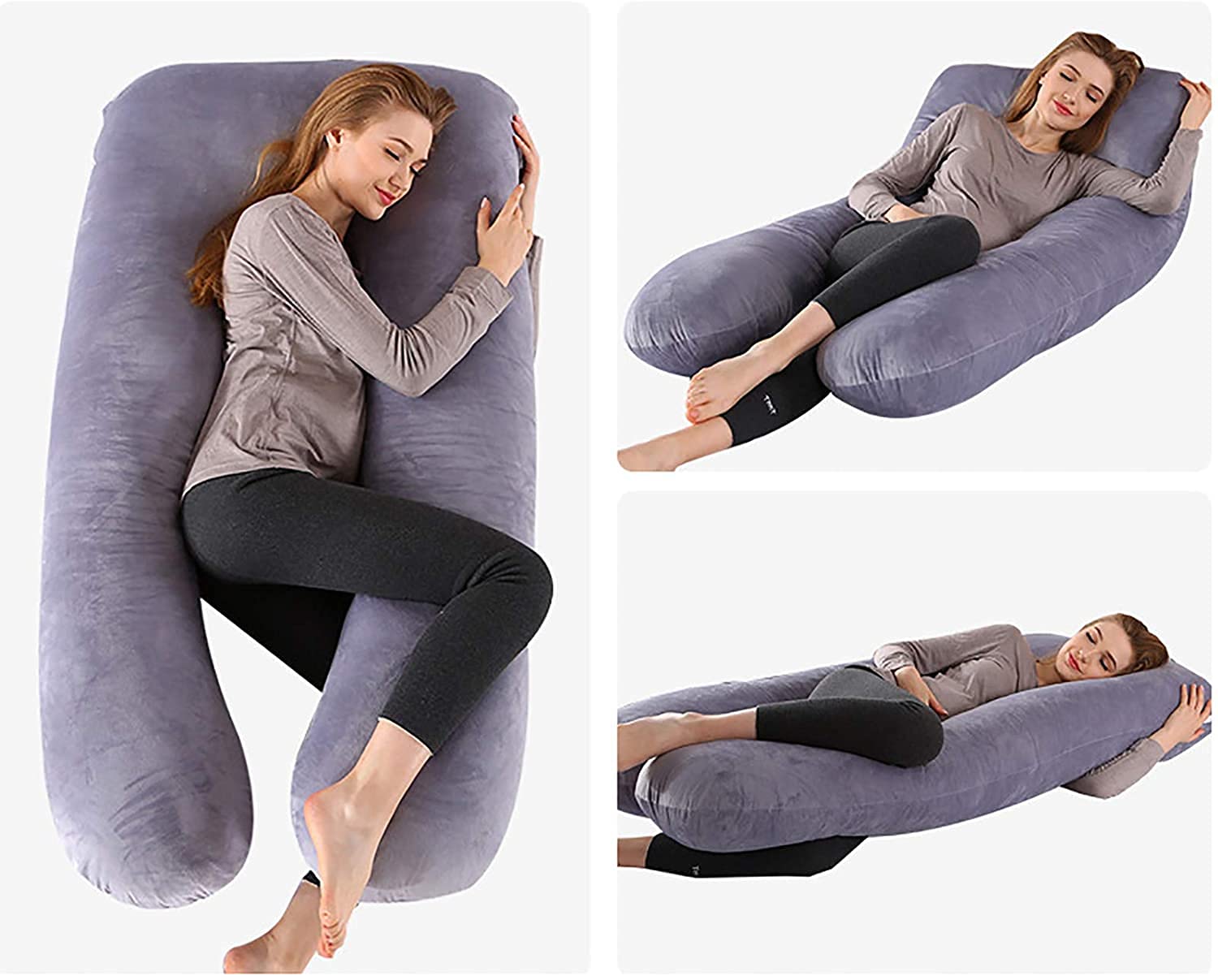 TEidea Full Body Pregnancy Pillow for Sleeping - Maternity Support Pillow for Back, Hips & Legs Relief - Comfortable Nursing & Feeding Pillow for Pregnant Women (Purple) - Perfect for Side Sleeping, Pregnancy Comfort & Postpartum Recovery