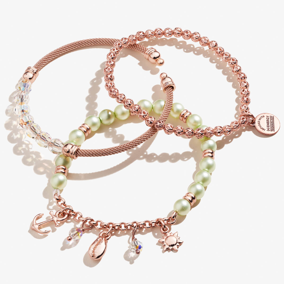 Green Pearl & Sea Charm Bracelet Set of 3 - Elegant Boho Jewelry for Women - Perfect for Beach Weddings, Summer Parties & Gift Giving