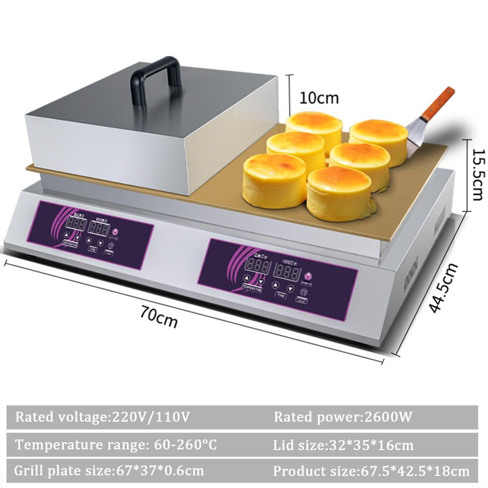Electric Souffle Maker & Dorayaki Baker - Countertop Muffin & Waffle Machine for Home, Restaurant, Bakery | Perfect for Breakfast, Desserts, and Snack Bars