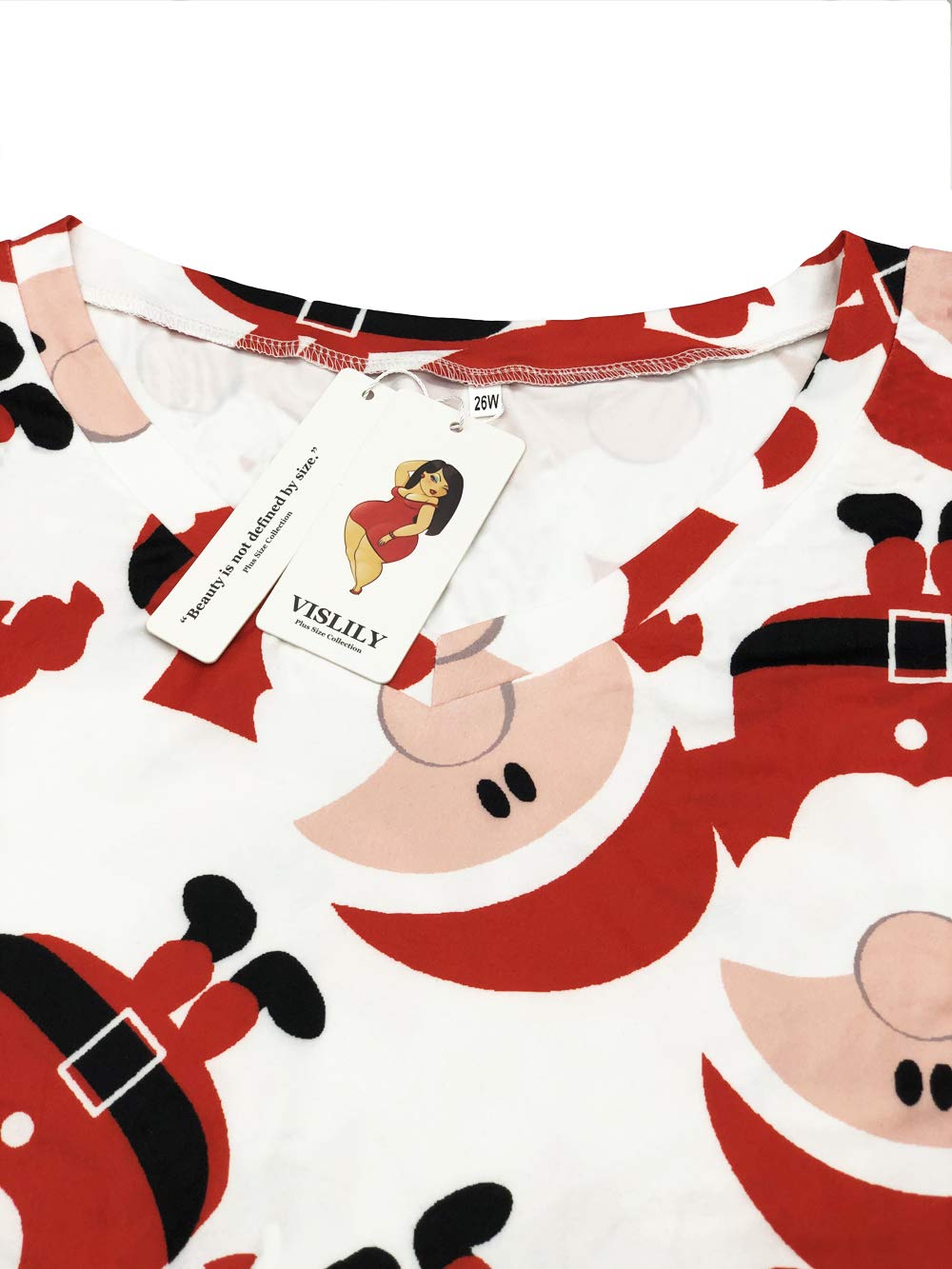 VISLILY Plus Size Christmas Shirts for Women - Holiday Tops Casual Tunics Tee - Festive Holiday Party Outfit & Cozy Winter Wear
