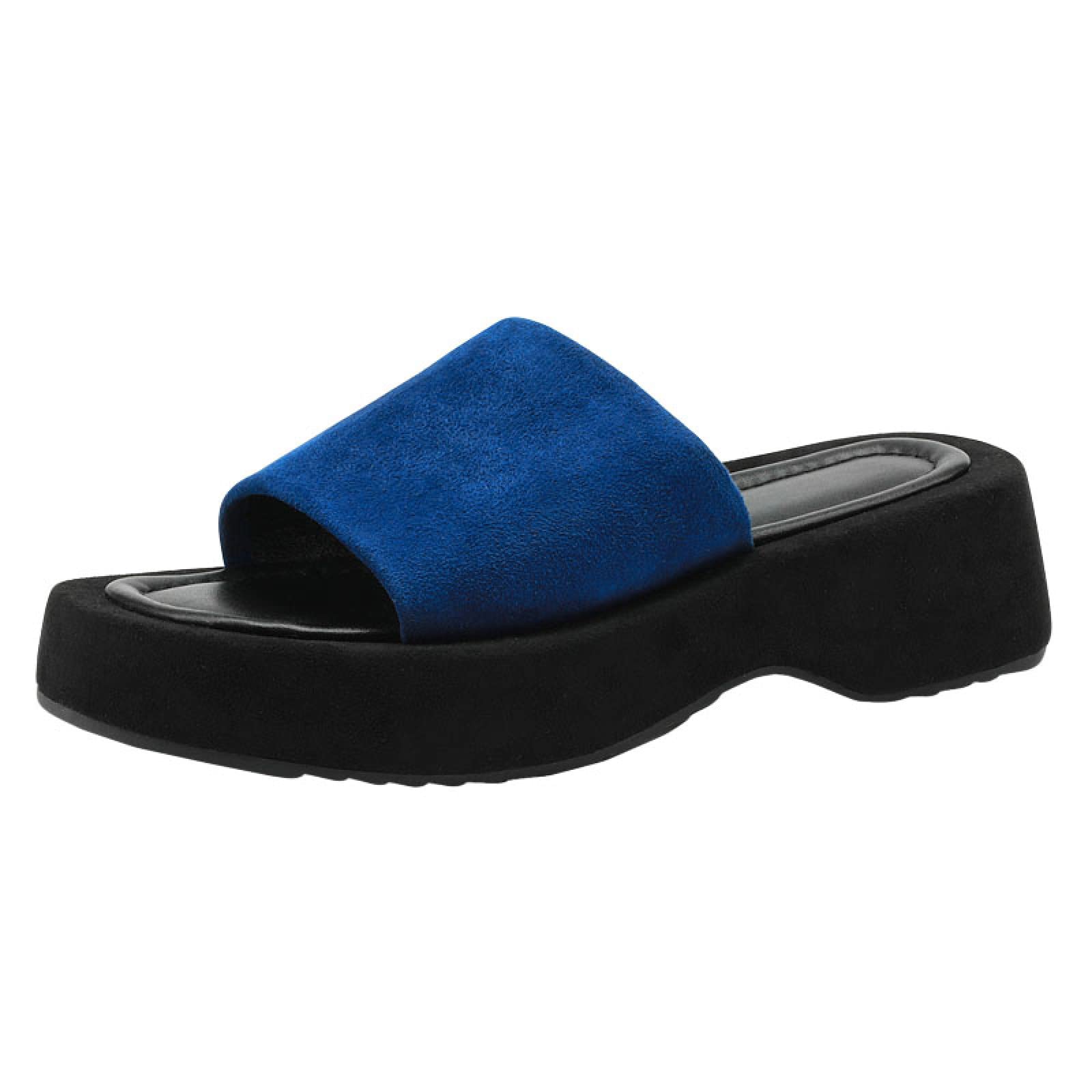 EBRICON Women's Open-Toe Platform Slide Sandals - Fashion Suede Leather Slip-On Flatform Slippers for Beach, Pool, and Summer Vacation Outfits