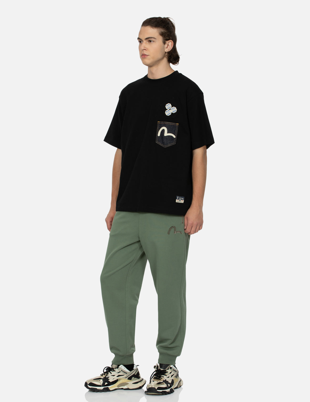 Seagull Print Denim Pocket Relaxed Fit T-Shirt for Men - Casual Comfortable Cotton Tee for Beach Outings & Summer Style