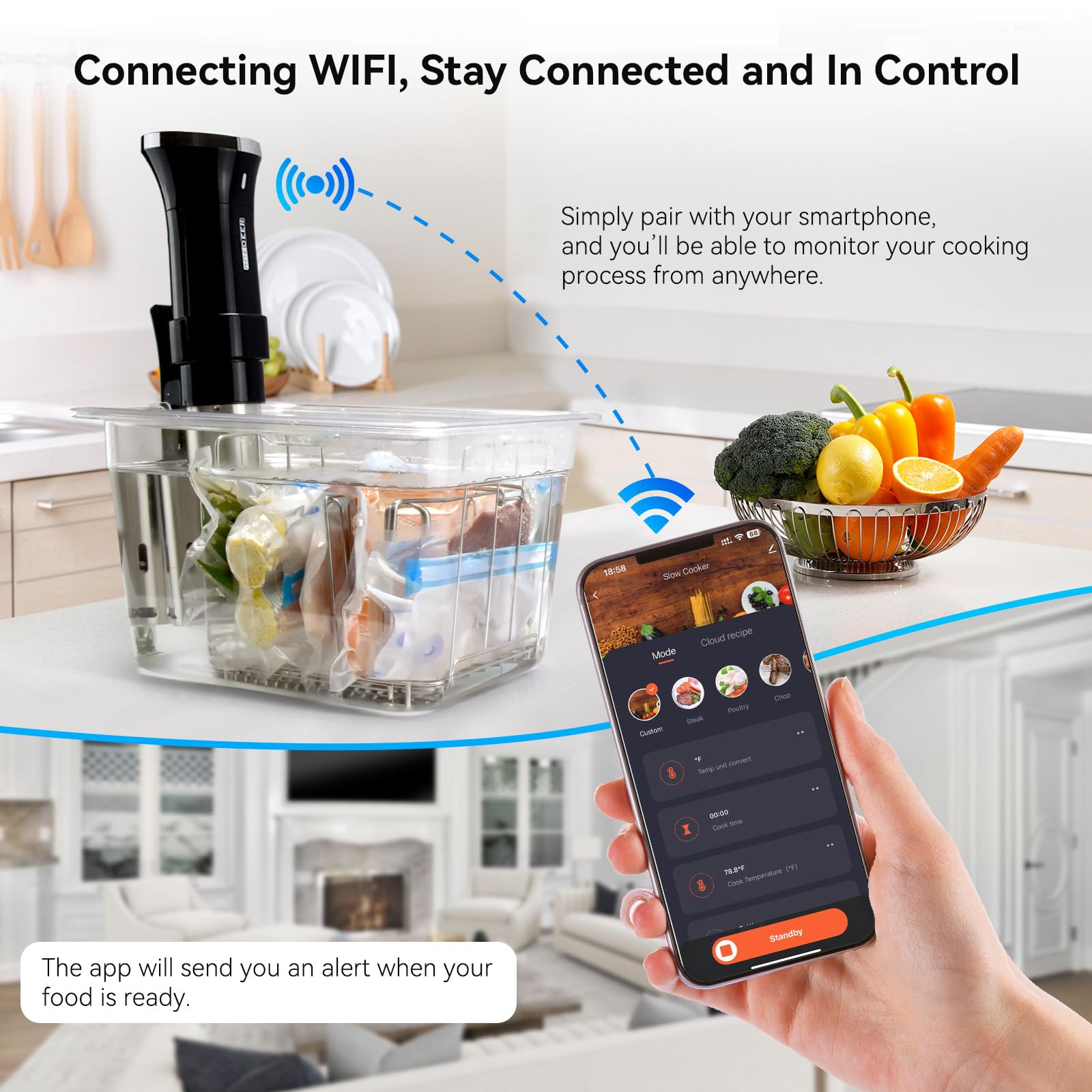 1100W WiFi Sous Vide Cooker with Touch Screen - Precision Immersion Circulator for Tender, Juicy Meals | Accurate Temperature Control | Perfect for Home Kitchens, Restaurants & Meal Prep