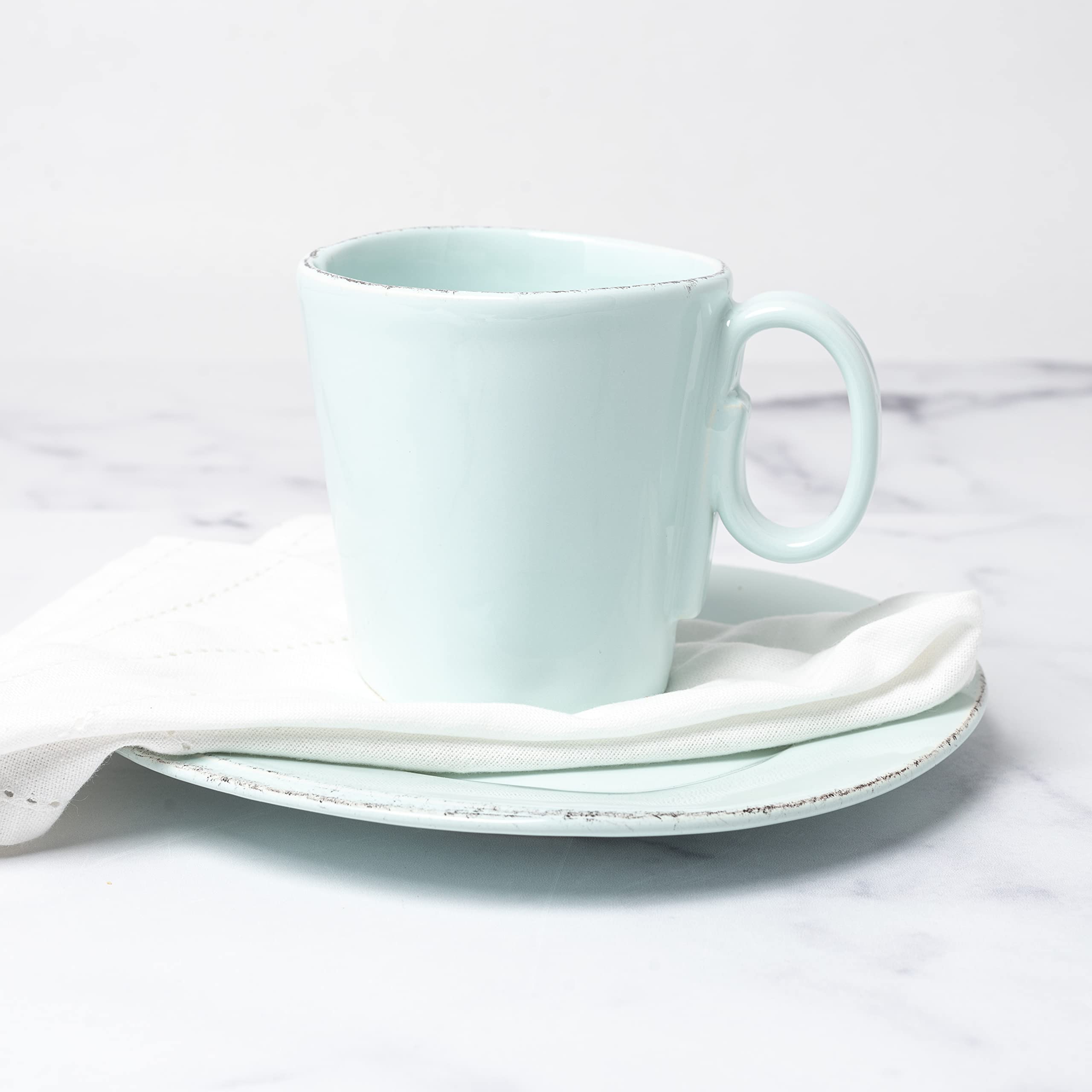 Vietri Lastra Aqua 12oz Handmade Stoneware Coffee Mug Set of 4 - 4