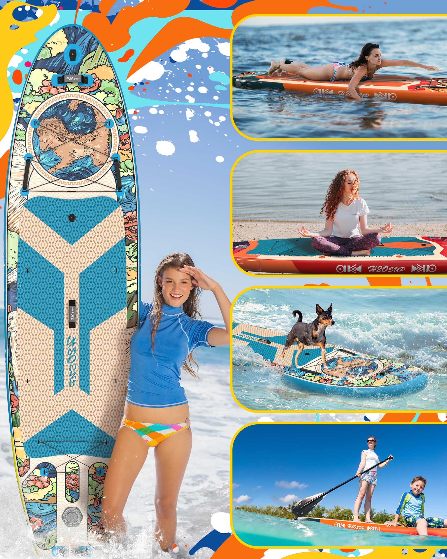 H2OSUP Inflatable Stand Up Paddle Board - Wide Stable Design for Adults with Premium SUP Accessories | Perfect for Fishing, Yoga & Water Exploration