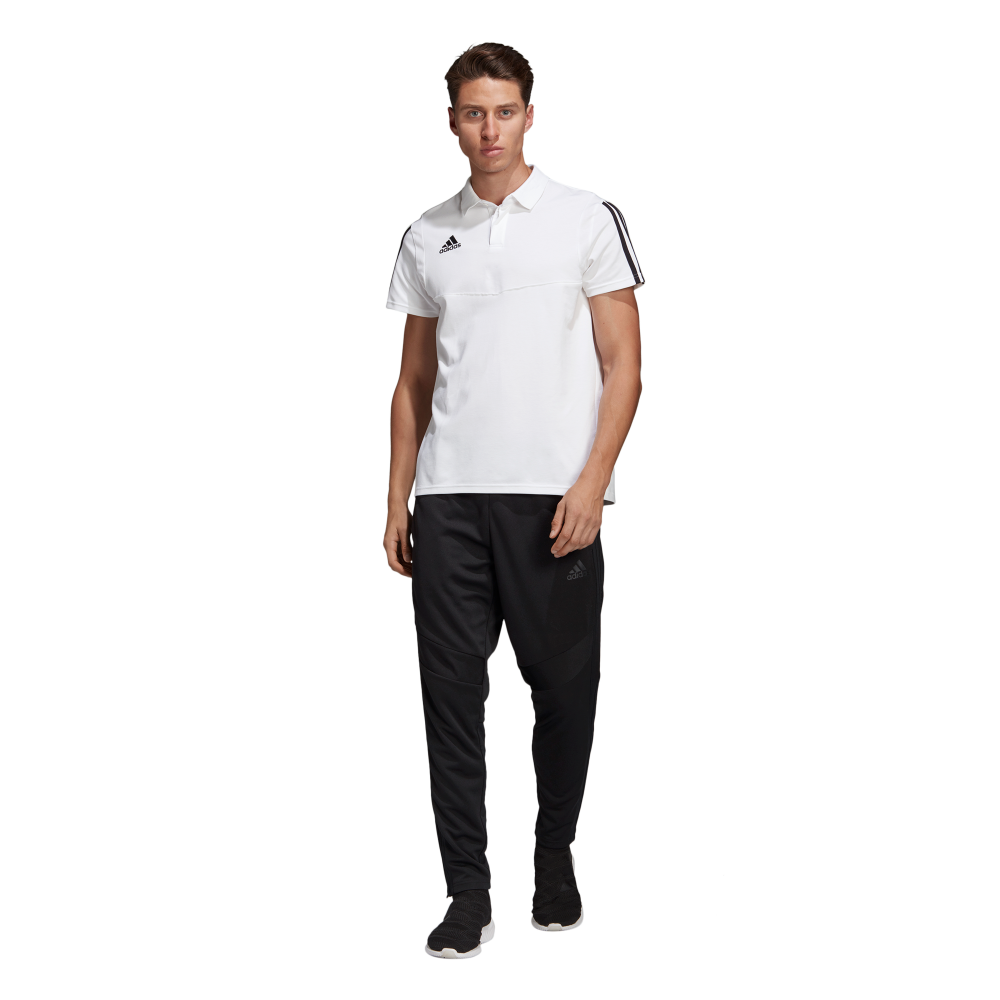 Adidas Men's Tiro 19 Training Polo Shirt - White/Black - Moisture Wicking Performance Top for Soccer, Gym & Casual Wear