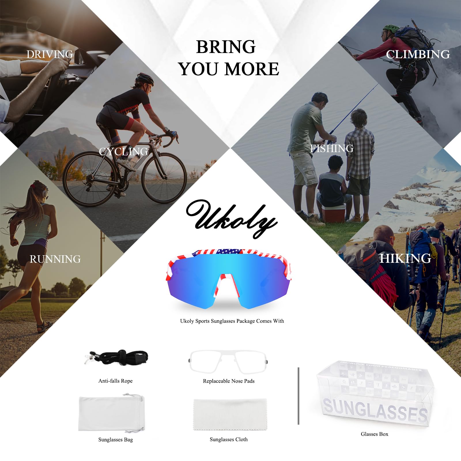 Ukoly Polarized Sports Sunglasses for Men & Women - UV400 Protection, TR90 Frame - Baseball, Running, Cycling, Outdoor Activities - Lightweight & Durable for All-Day Comfort
