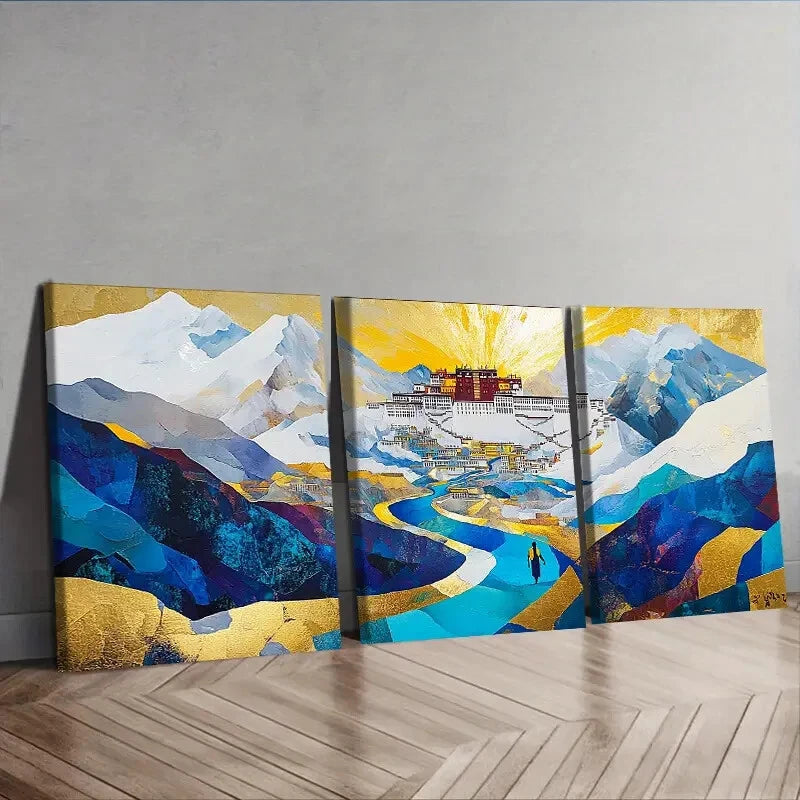 3-Piece Potala Palace Wall Art Set - Framed Canvas Prints 40x60cm | High Quality Australian-Made Tibetan Decor | Perfect for Living Room, Bedroom & Office Decor