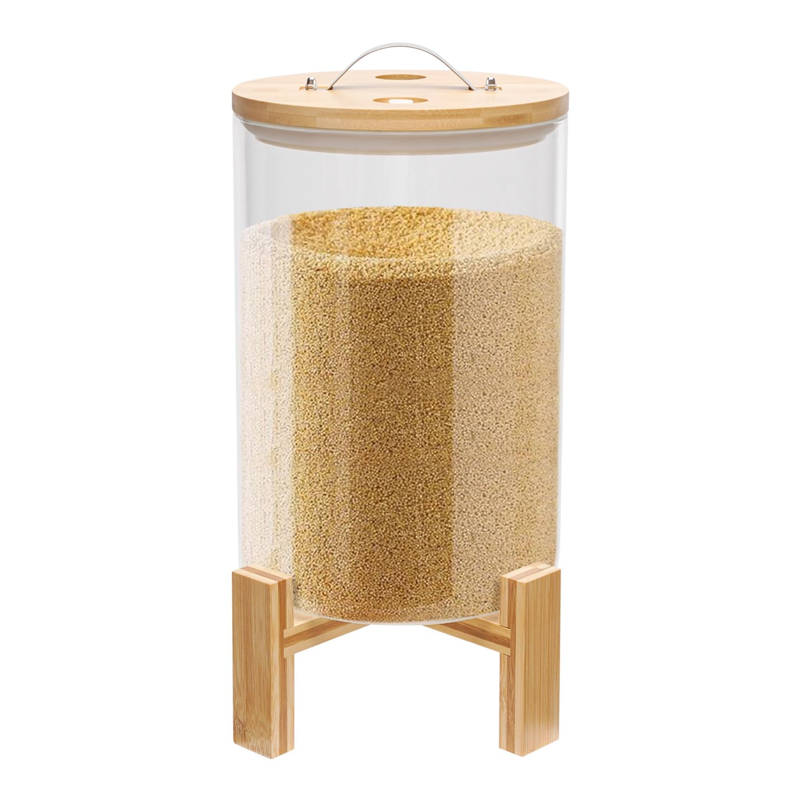 Premium 11L Glass Rice Dispenser with Airtight Lid - Food Storage Container for Rice, Cereals, Flour & Sugar - Space-Saving Kitchen Organizer for Pantry, Countertop & Dining Room Use