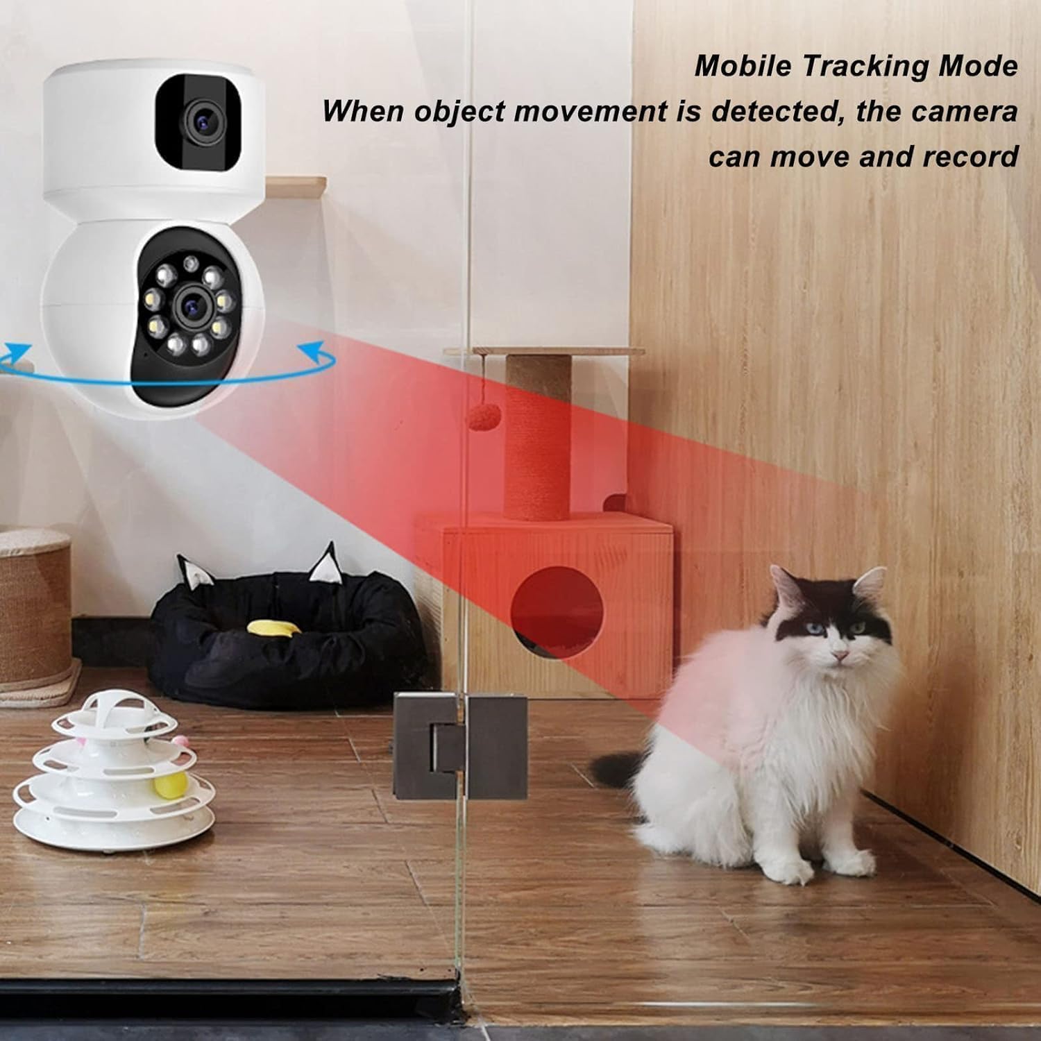 EYETECH 360 1080P HD Dual Lens Wireless WiFi Security Camera - 2.4GHz Smart Home Surveillance System with Night Vision & Motion Detection, Perfect for Baby Monitor, Pet Camera, Indoor/Outdoor Use