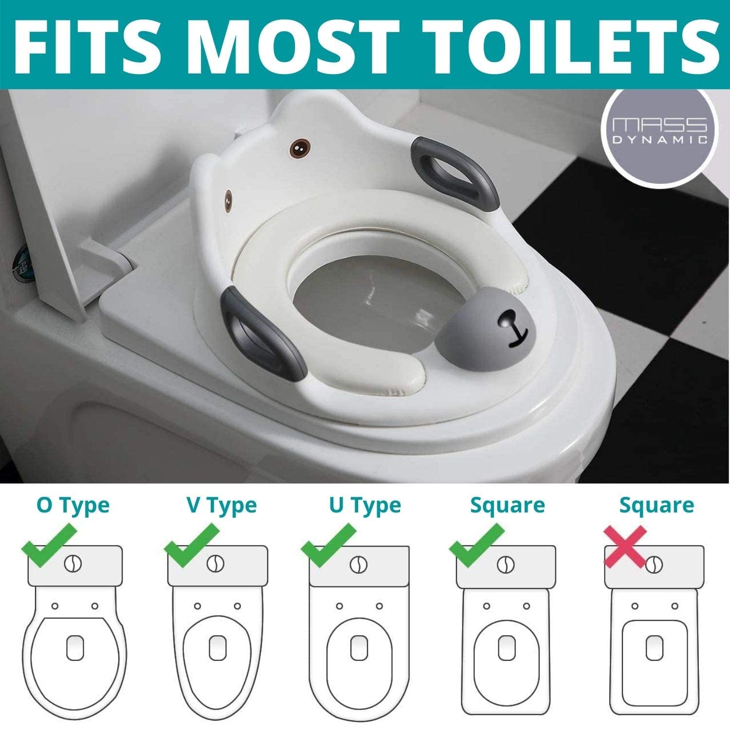 **Non-Slip Toddler Potty Training Seat with Anti-Splash Guard & Handles - Unisex Toilet Assistant Ring for Kids - Secure Backrest for Extra Safety (White) - Perfect for Home, Travel & Daycare Potty Training**