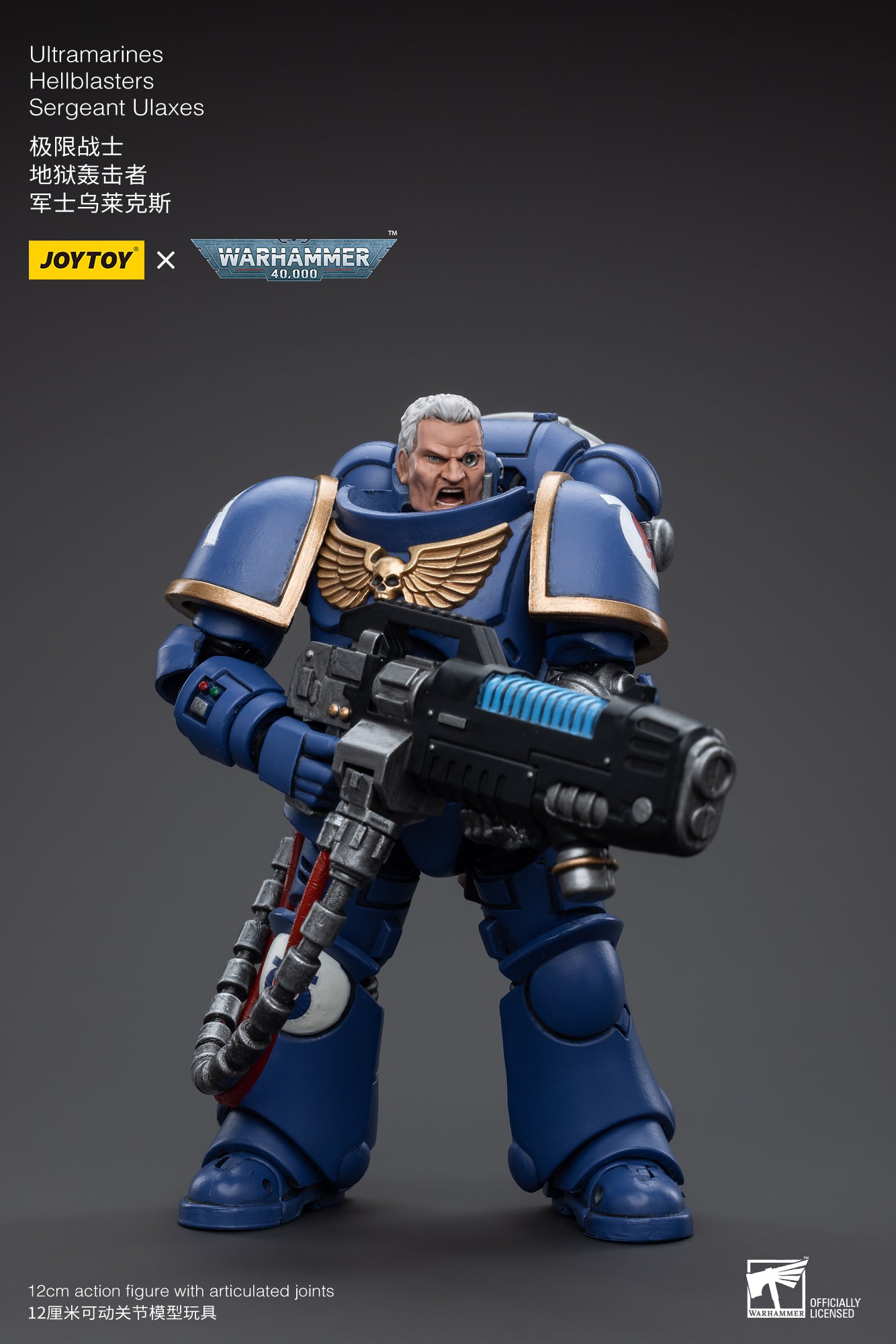 1/18 JOYTOY Warhammer 40K Ultramarines Hellblasters Sergeant Ulaxes Action Figure - Collectible Miniature for Tabletop Gaming & Display