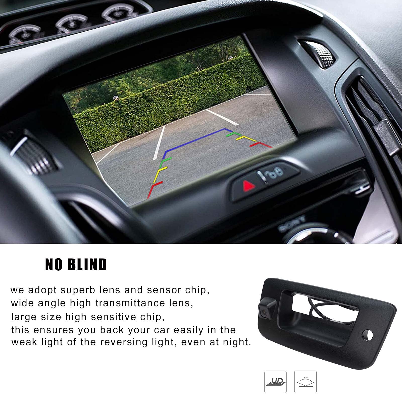 **2007-2013 Chevy Silverado & GMC Sierra Rear View Backup Camera - Tailgate Handle Replacement with Night Vision, Waterproof & Easy Installation for Safe Parking & Reversing**