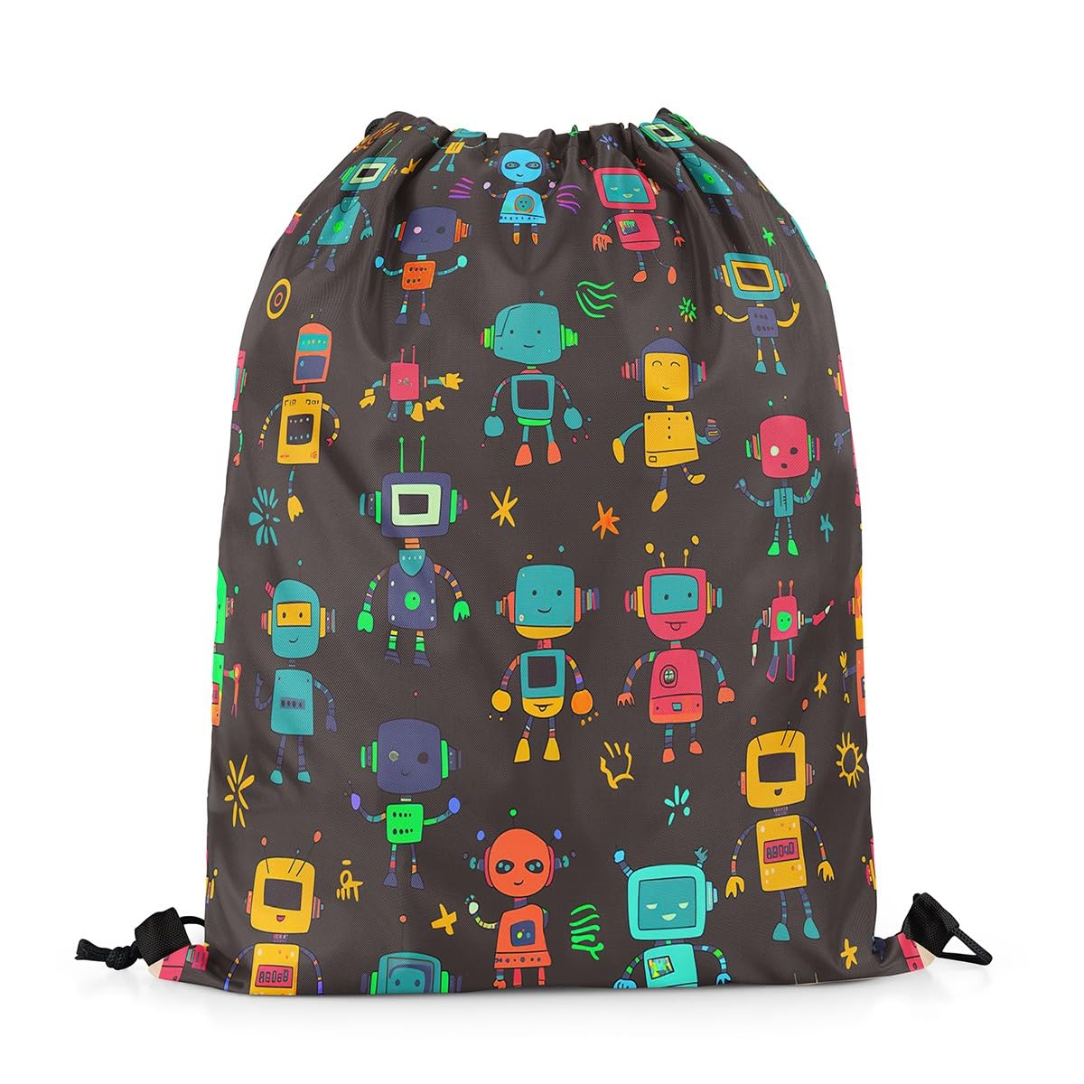 Erosebridal Cute Kawaii Robot Drawstring Backpack - Lightweight Mini Drawstring Bag for Kids, Teens & Cosplay | Perfect for School, Gym, Travel & Anime Conventions
