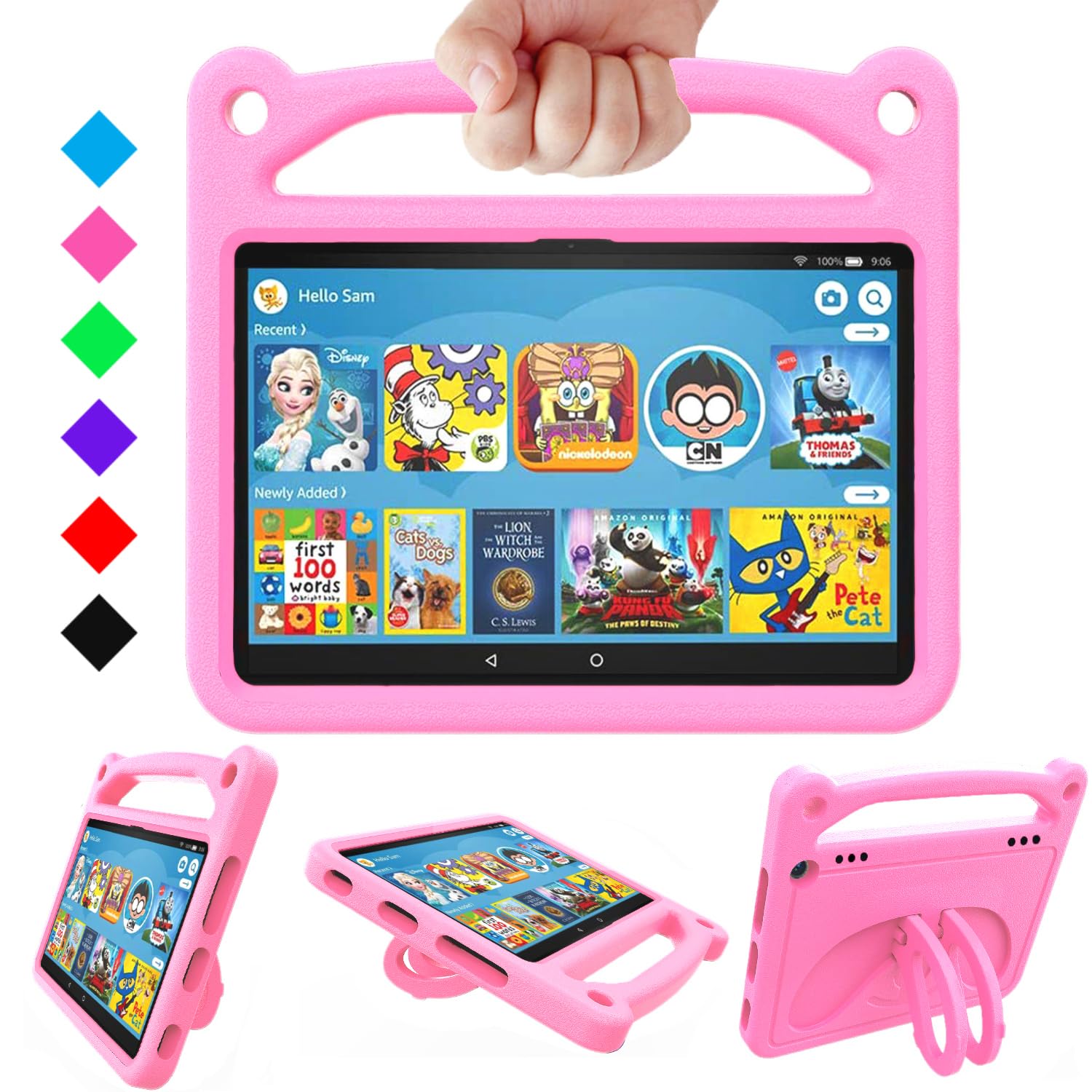 Durable 8-Inch Shockproof Kids Tablet Case - Lightweight Handle Stand Cover for 2020-2022 Models (Not Compatible with iPad/Samsung) - Perfect for School, Travel & Home Learning - Light Pink
