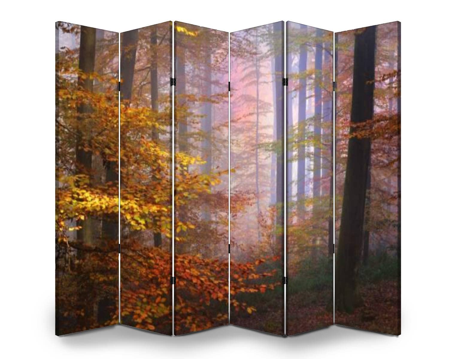 6-Panel Folding Room Divider Screen - Colorful Autumn Beech Tree Design with Red & Orange Leaves for Indoor/Outdoor Privacy | Freestanding Partition for Home, Office, Garden, and Event Spaces