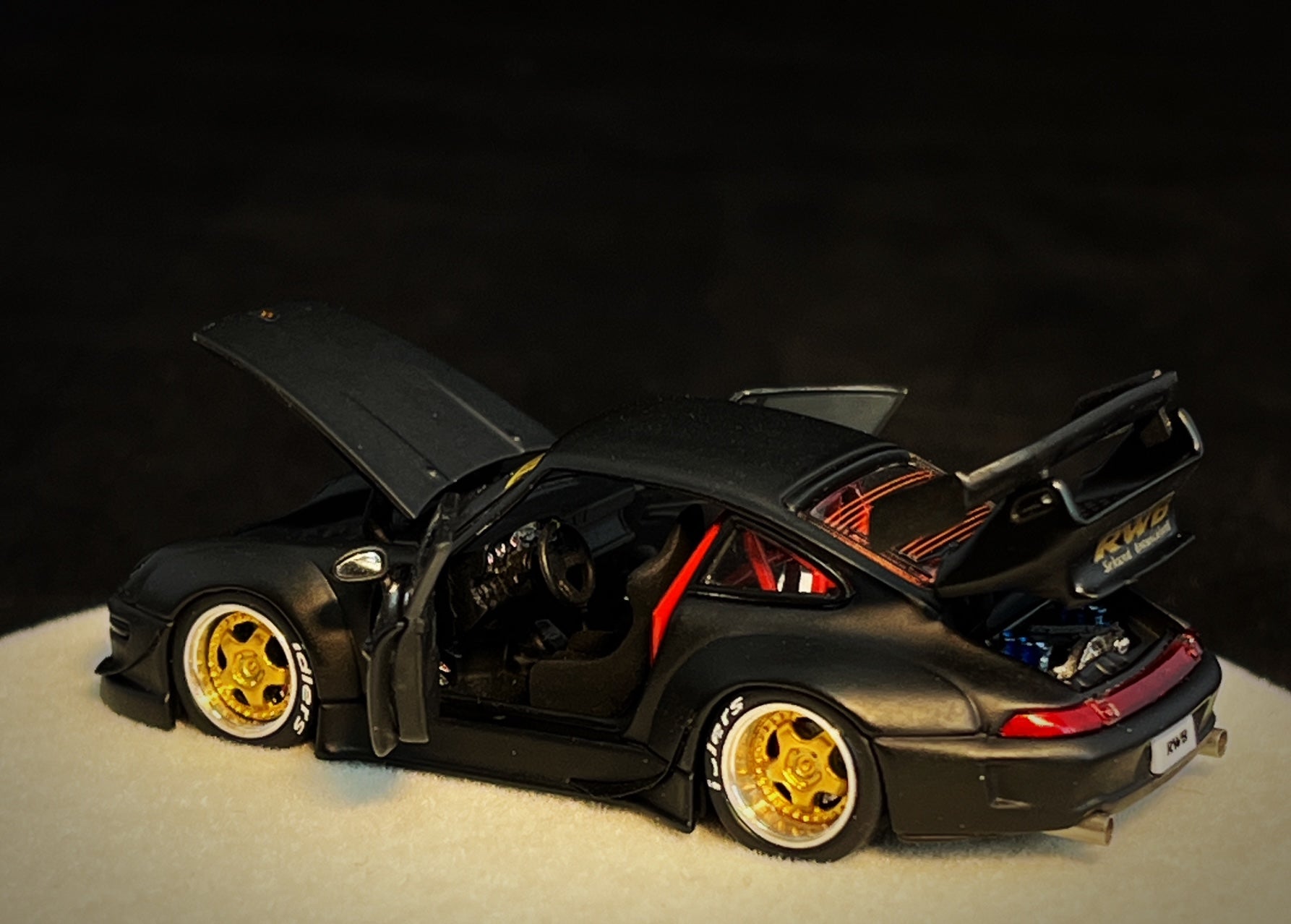 PGM 1:64 Scale Porsche 993 RWB Diecast Model Car - Matte Black Luxury Edition - Perfect for Collectors, Display & Racing Enthusiasts