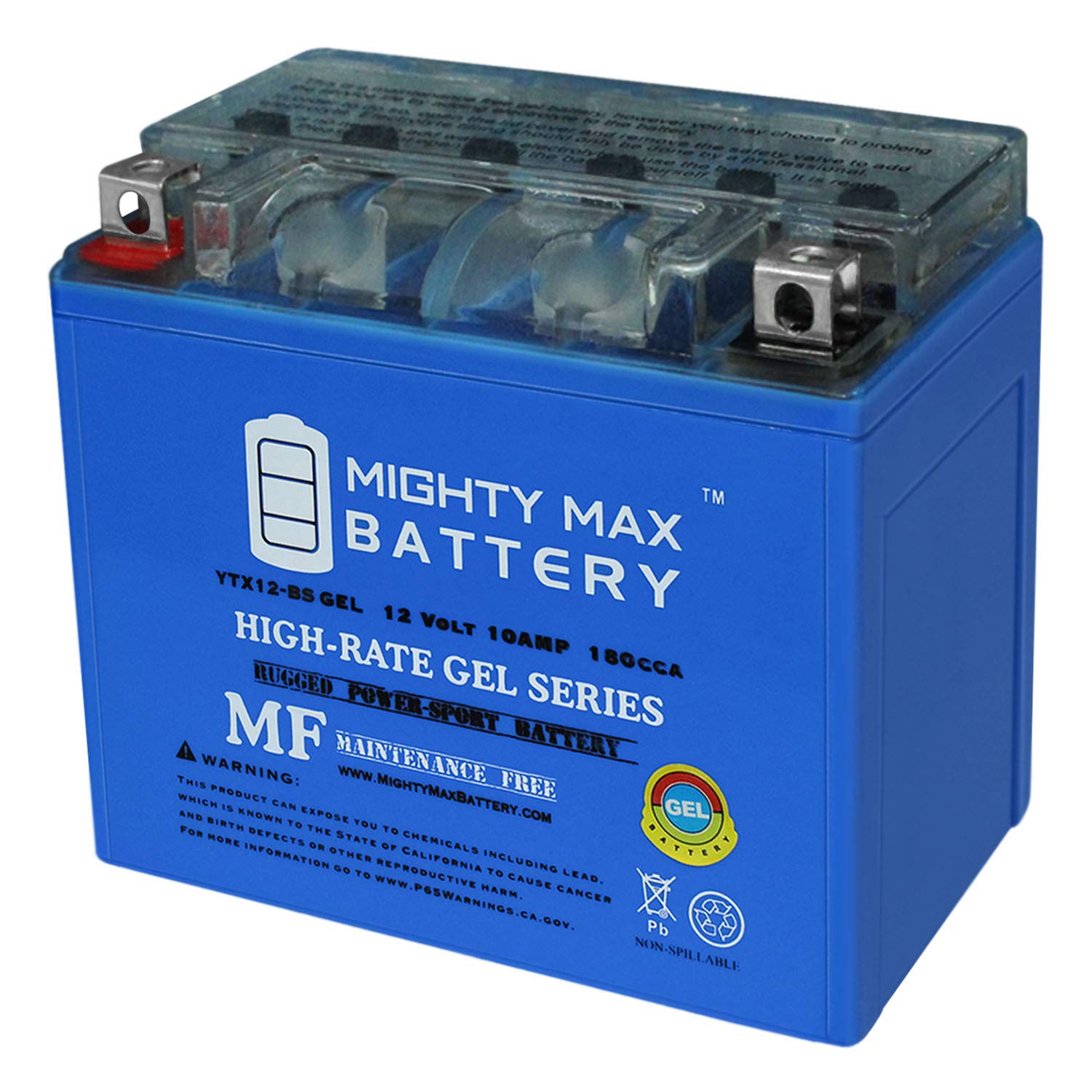 Mighty Max YTX12-BS 12V GEL Replacement Battery for Yuasa 49-1962 - Compatible with ATVs, Motorcycles & Powersports Vehicles - Long Lasting & Maintenance Free Power Solution
