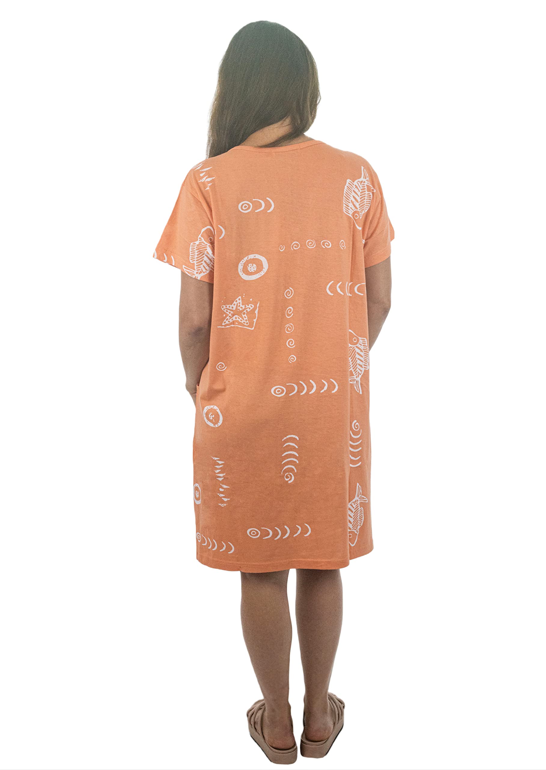 INGEAR Women's Summer Beach Dress - Short Sleeve Cotton Shift Dress Cover Up for Vacation, Poolside, and Casual Outings