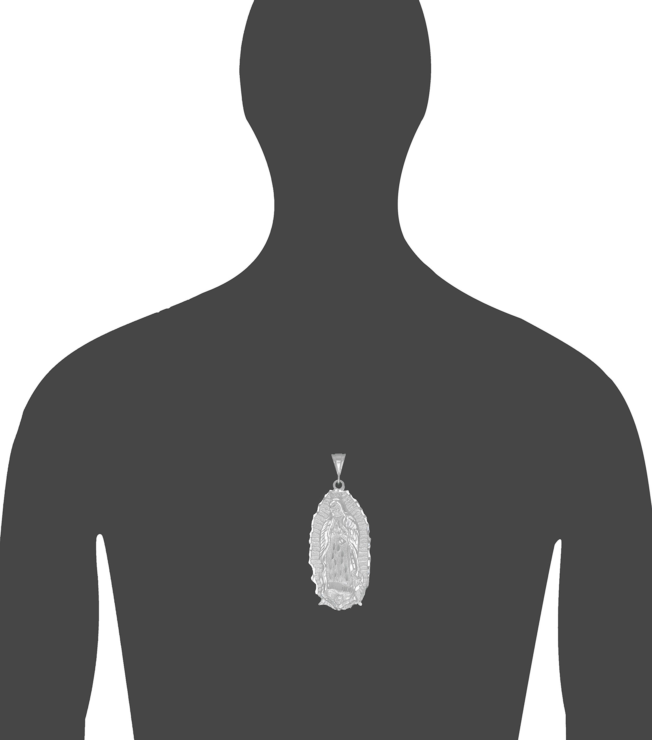 Large 3.5 Inch Sterling Silver Virgin Mary Pendant Necklace - 27 Grams Religious Jewelry for Women - Perfect for Baptism, First Communion & Spiritual Protection