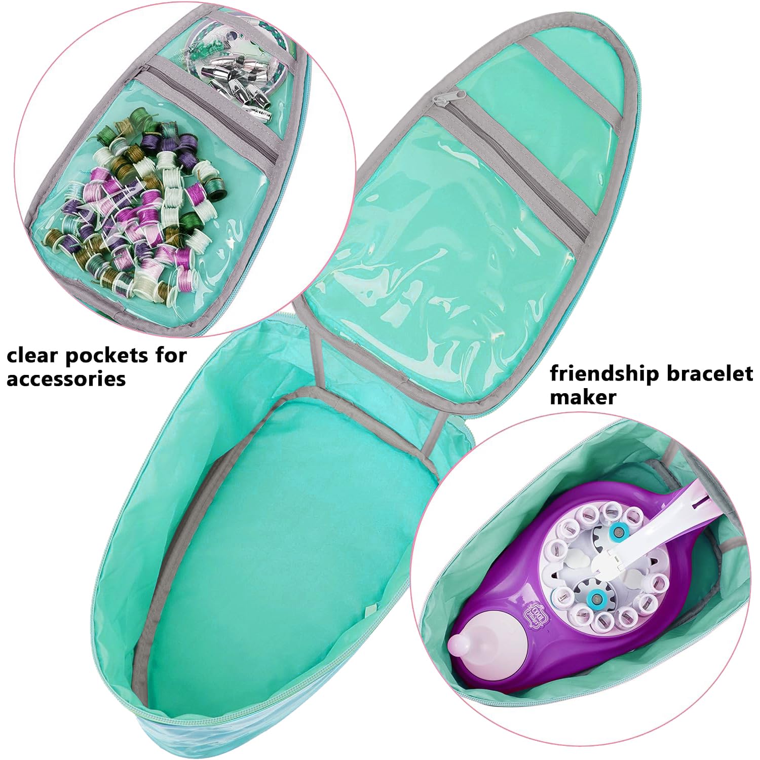 PACMAXI Waterproof Carrying Case for KumiKreator Friendship Bracelet Maker Kit - Storage Bag for Necklace & Bracelet Making Supplies - Perfect for Travel, School Crafts & DIY Jewelry Projects (Blue)