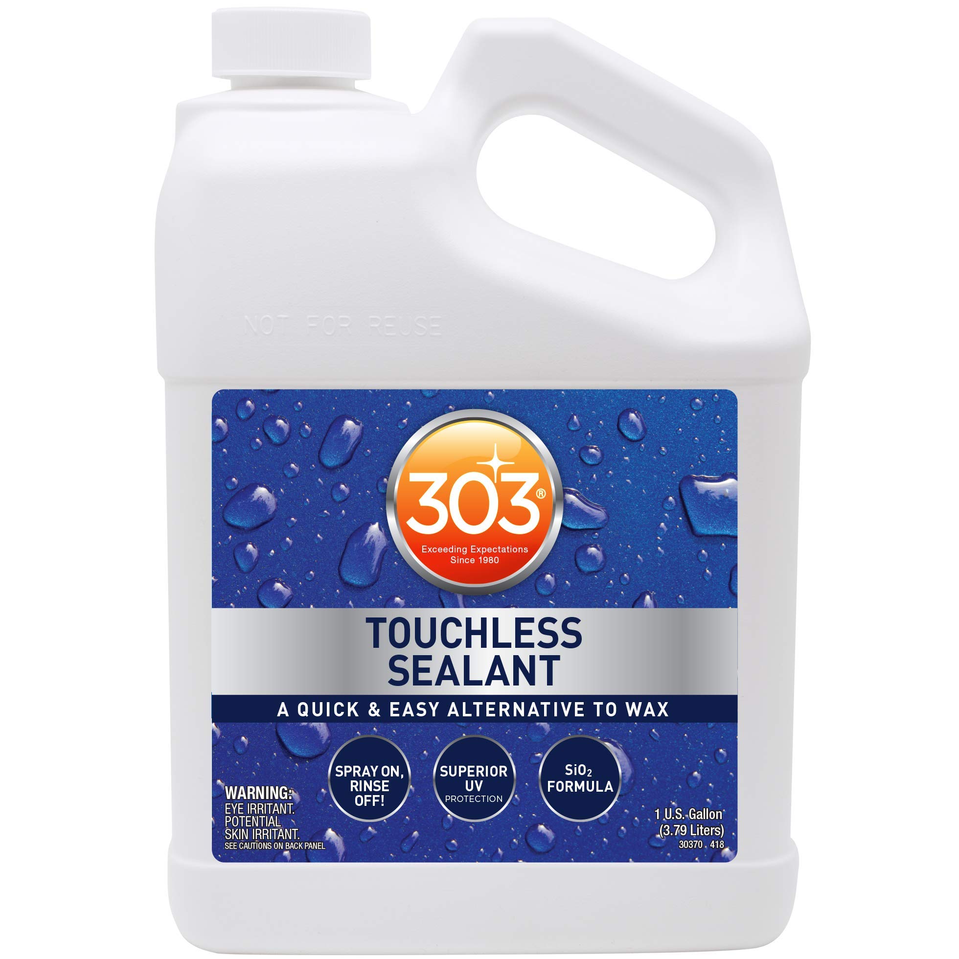 303 Touchless Sealant with SiO2 Technology - Water Activated Paint & Glass Protection Spray - Easy Spray On, Rinse Off Application - 1 Gallon Refill for Trigger Spray Bottle (30399-4PK) - Perfect for Car Detailing, RV Maintenance & Marine Surface Protection
