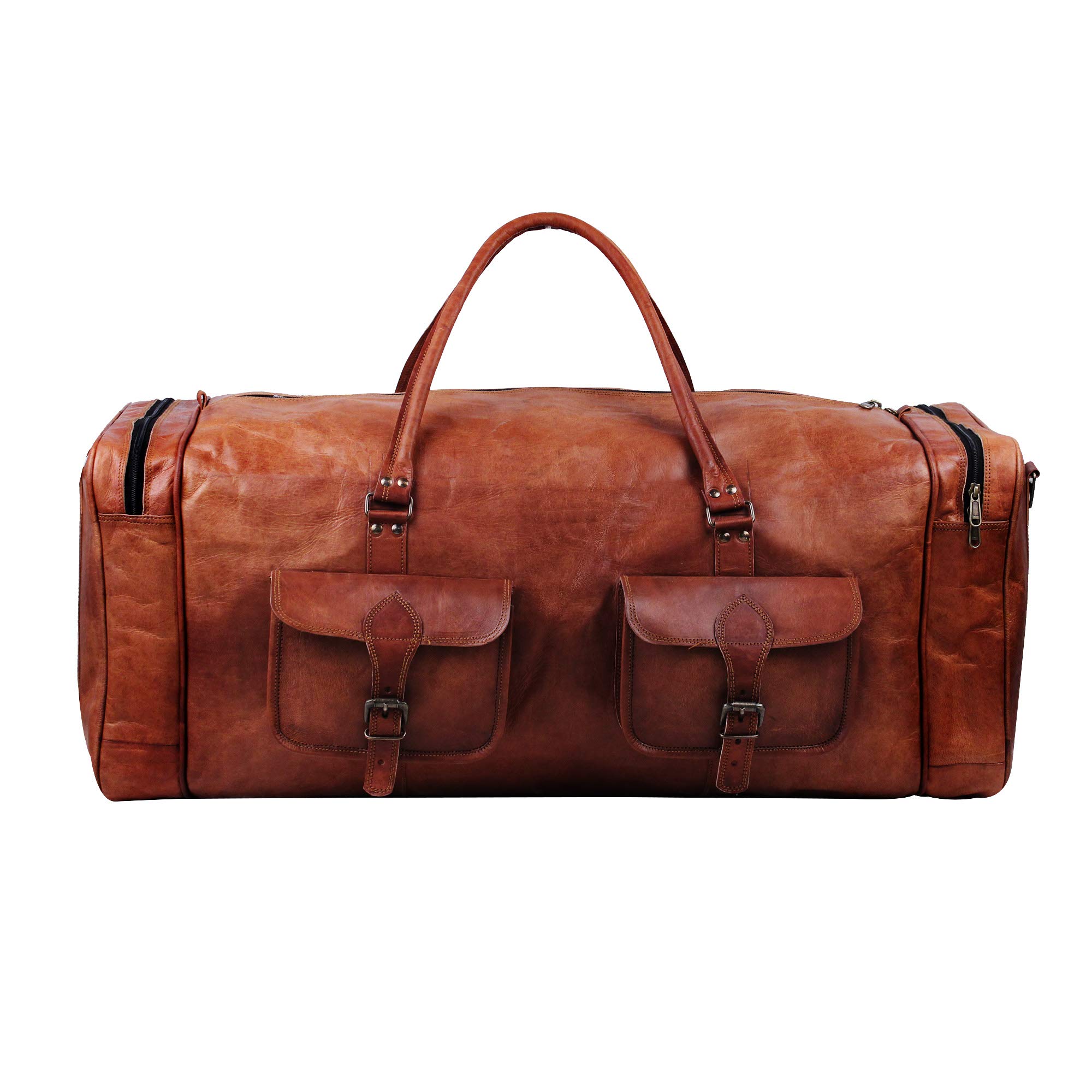 Premium 30-Inch Large Leather Duffle Bag for Men & Women - Oversized Weekender Travel Luggage | Durable Genuine Leather Carryall for Gym, Business Trips & Weekend Getaways