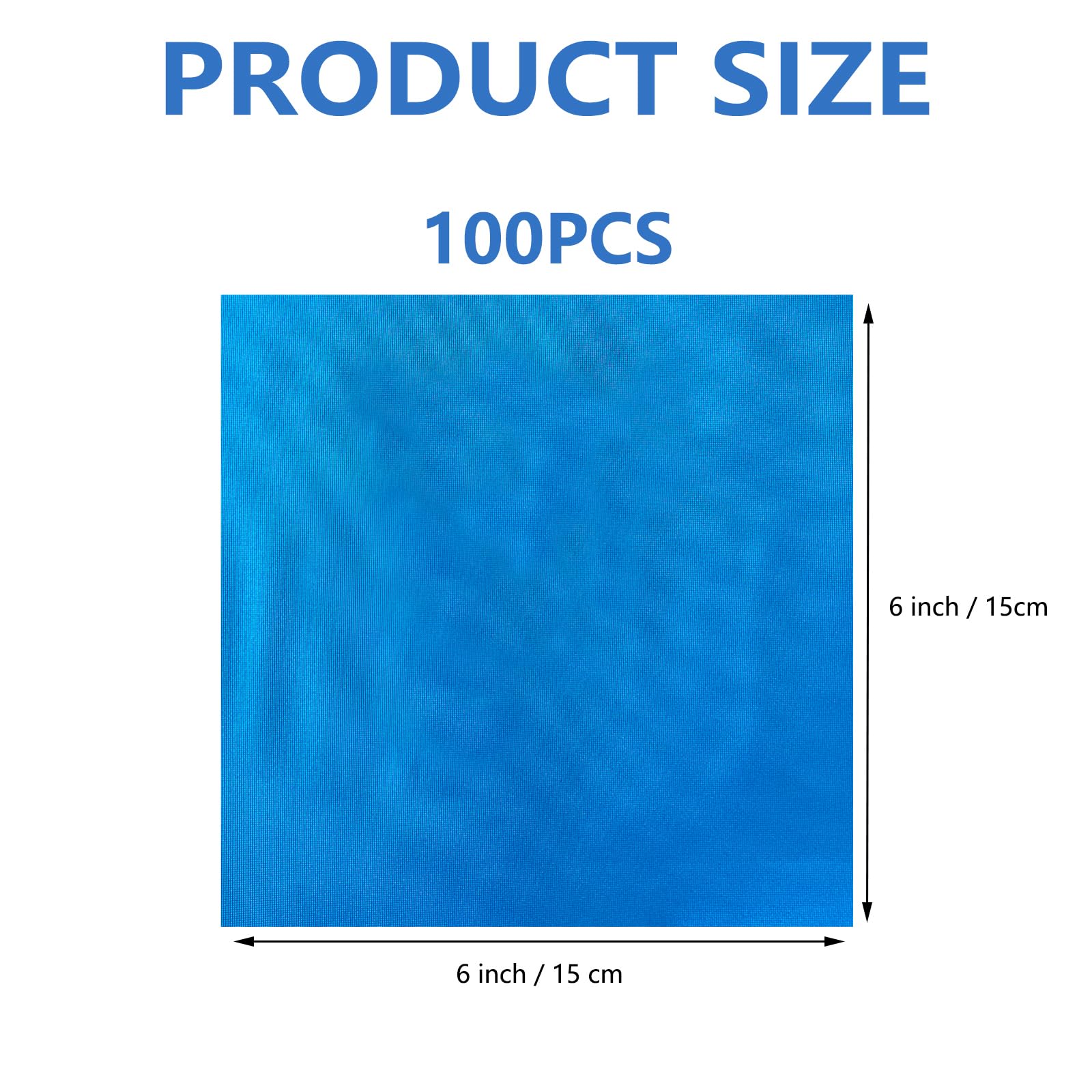100PCS Blue Foil Candy Wrappers 6x6 Inch - Premium Chocolate Bar Wrappers for DIY Candies, Cakes, Party Favors & Gift Packaging - Ideal for Birthday, Wedding & Holiday Treats