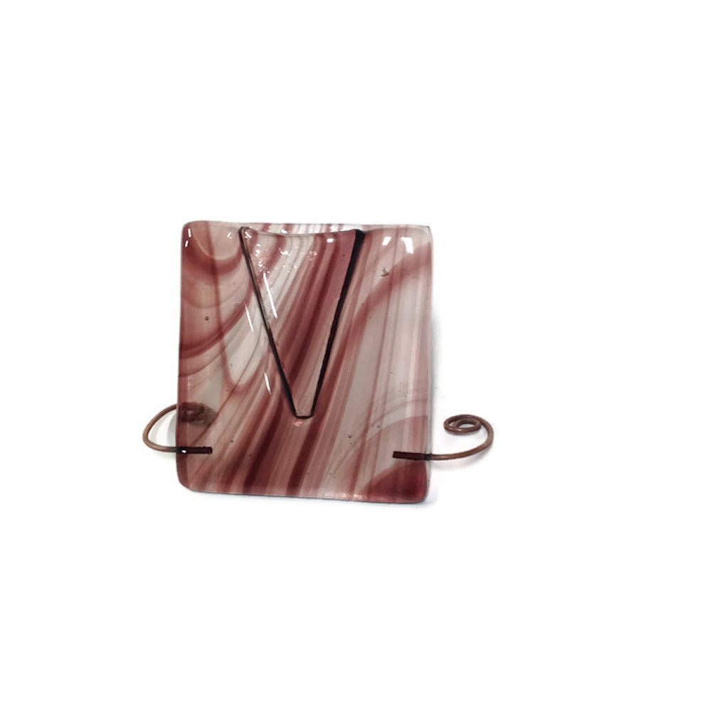 Art Deco Glass Fire V-Vase in Red & Brown - Elegant Home Decor for Living Room, Dining Table & Wedding Centerpieces