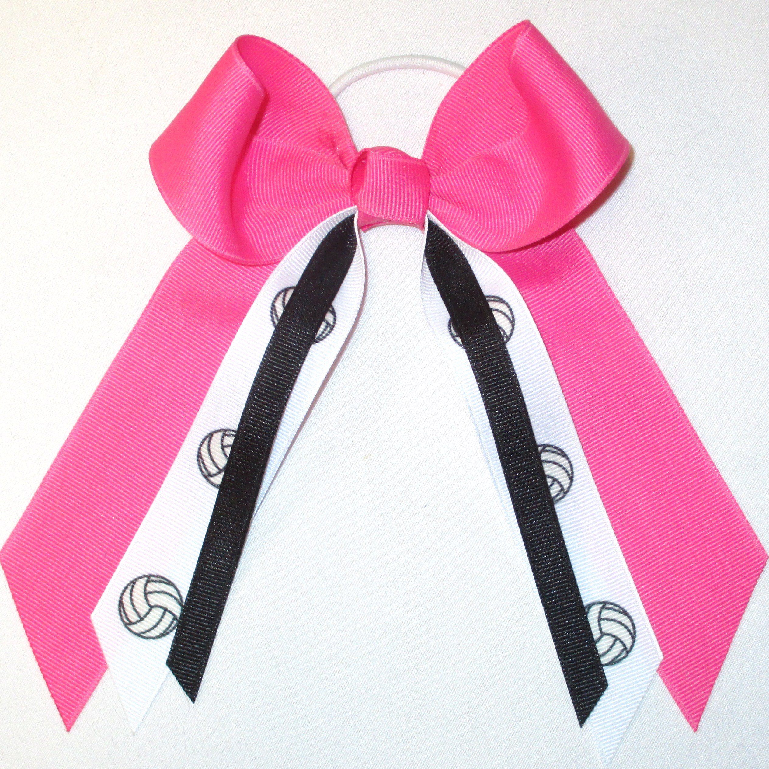 USA Made Volleyball Hair Bow - White Pony Bands for Sports & Games