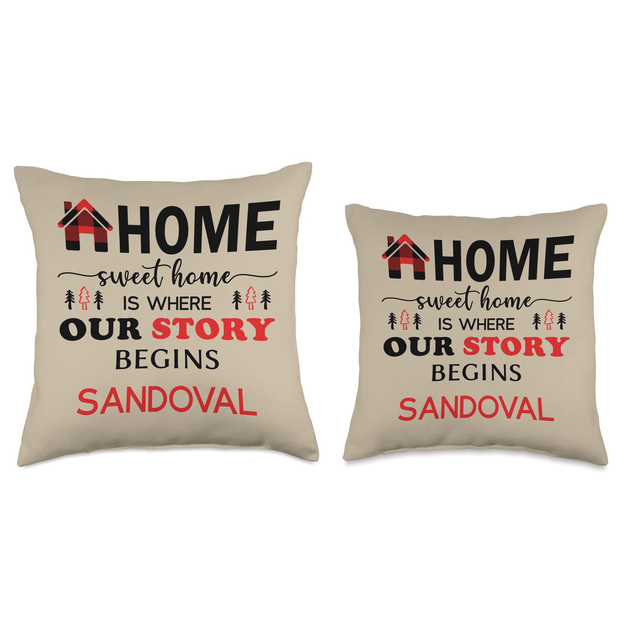 Sandoval Family Name Gift - Buffalo Plaid Home Decor Throw Pillow - Cozy Living Room, Bedroom & Couch Accent Pillow for Christmas Gifts & Farmhouse Decor