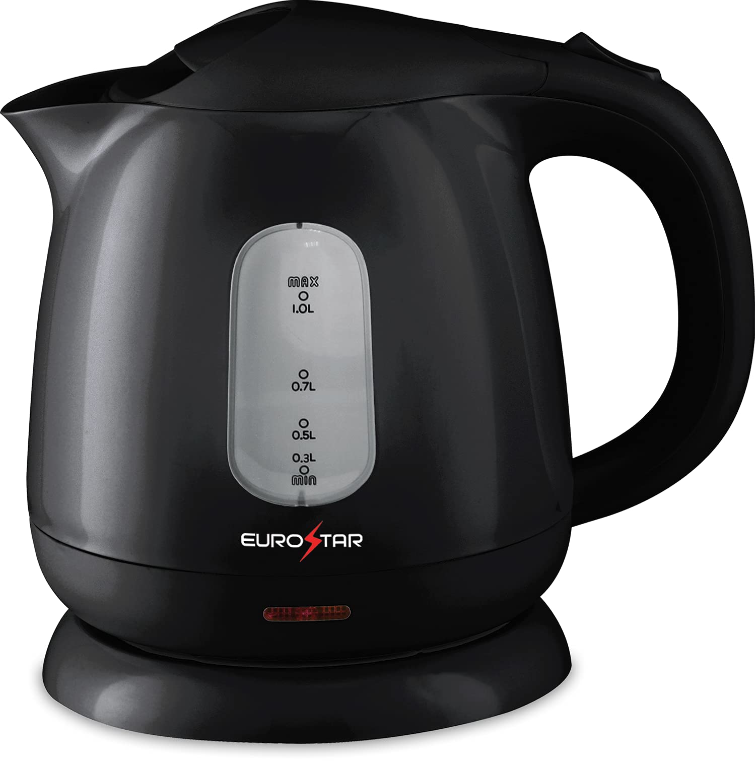 1.0L Electric Plastic Kettle with Auto Shut-Off - Fast Boiling Water Heater for Tea, Coffee & Instant Noodles - BPA-Free, Black (Perfect for Home, Office & Dorm Use)
