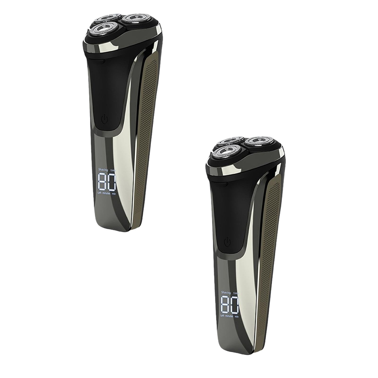 2025 New 4D Rotary Electric Razor for Men - IPX7 Waterproof, Rechargeable Wet/Dry Facial Shaver with 2 Replacement Heads (Black) - Perfect for Travel, Gym & Daily Grooming