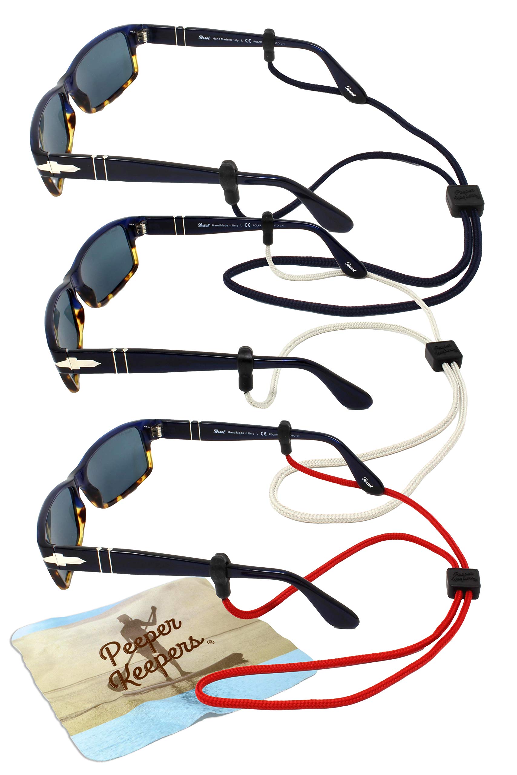 Adjustable Eyeglass Retainer & Sunglass Holder with Microfiber Cloth & Screwdriver - Secure Glasses for Sports, Reading & Outdoor Activities | Peeper Keepers Supercord