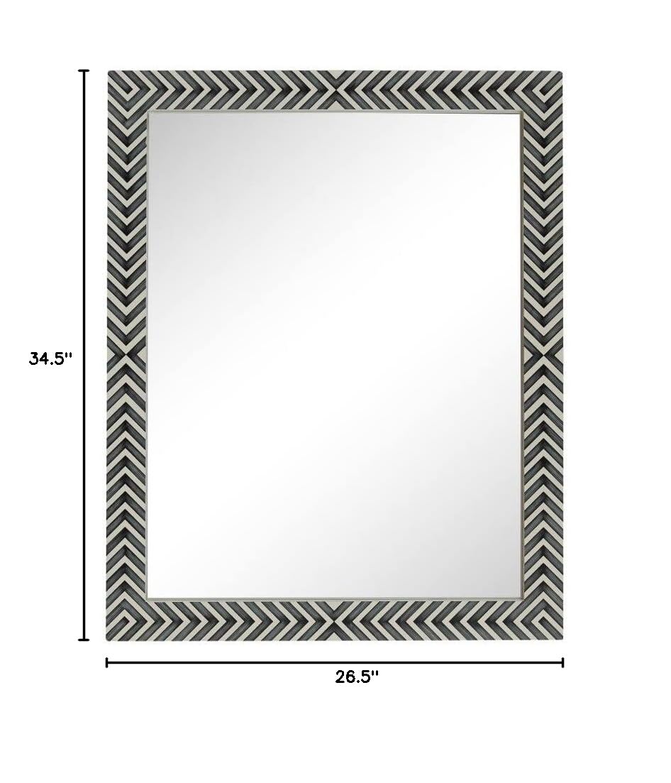 Elegant Chevron Glass Mirror 40x32 - Modern MDF Decor for Bathroom & Living Room