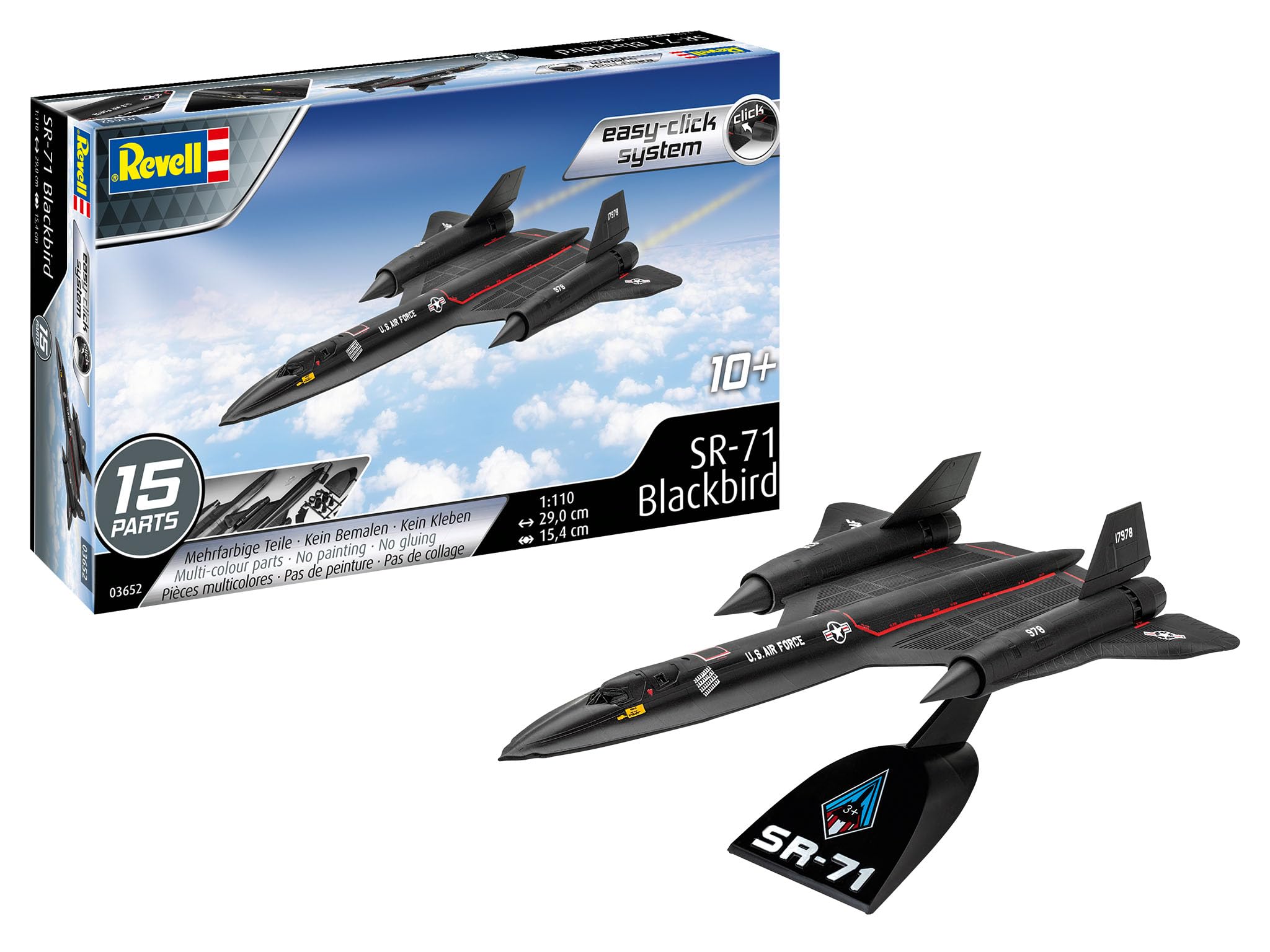 Revell Lockheed SR-71 Blackbird Easy-Click-System Model Kit - 1:48 Scale Aircraft for Collectors & Hobbyists - Perfect for Display, Gifts & Aviation Enthusiasts