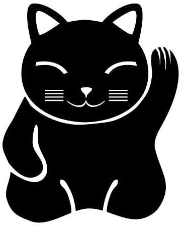 Lucky Cat Vinyl Sticker Decals - 4 Inch Black Car Bumper, Window, Laptop, Tablet & Phone Decorative Stickers - Perfect for Japanese Culture Fans, Office Decor & Personalizing Devices