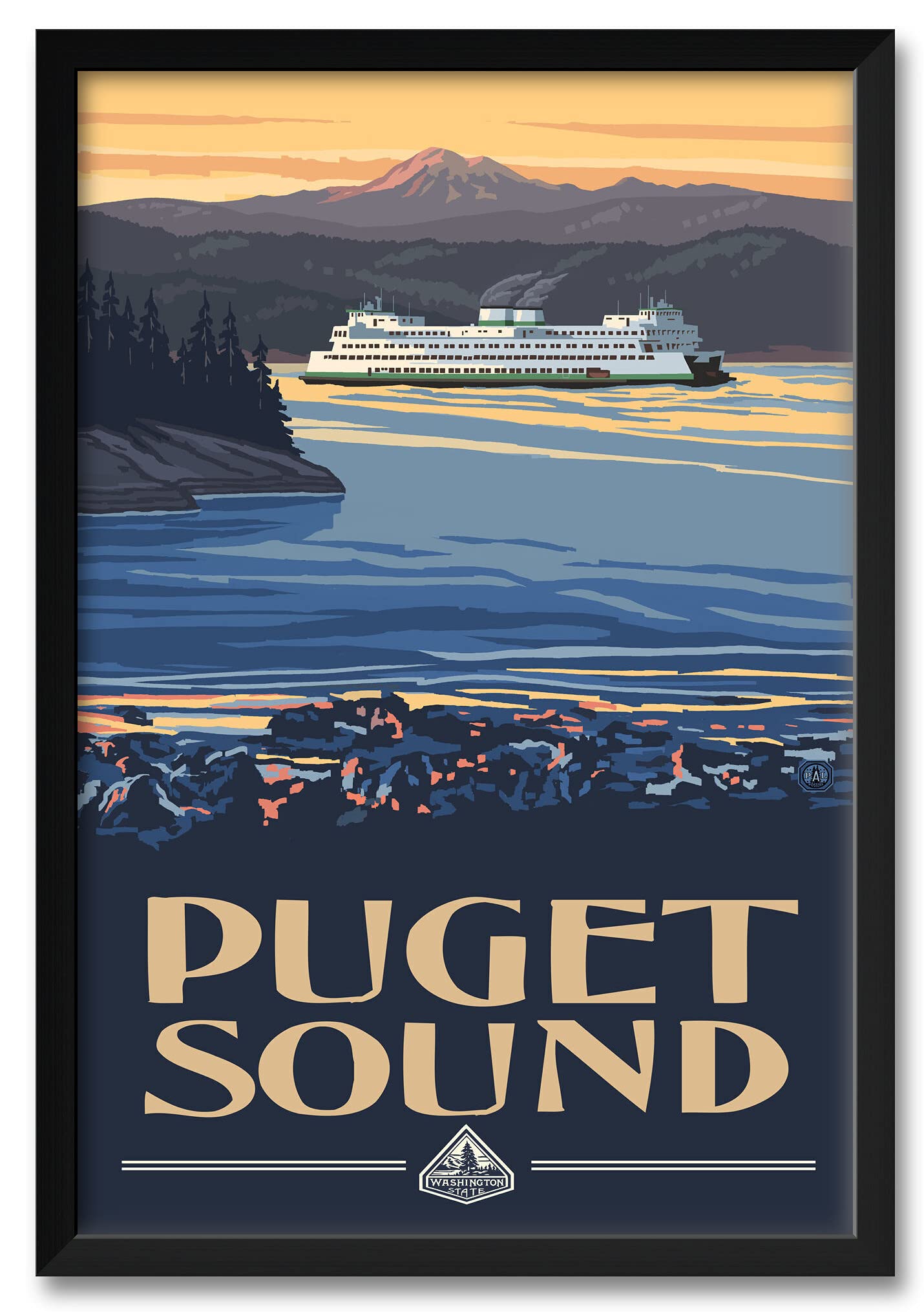 Professionally Framed Puget Sound Ferry Washington Art Print - 26