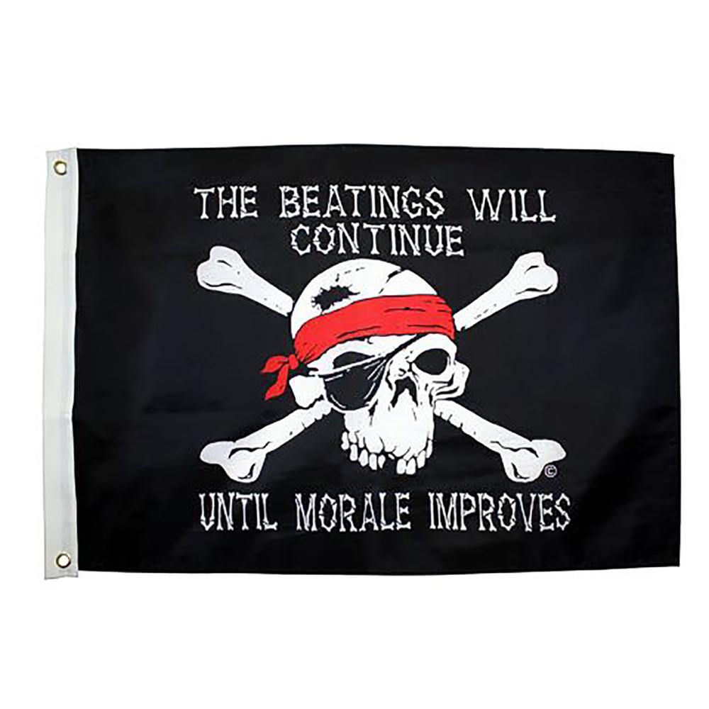 Beatings Will Continue 3x5 Feet Grommet Flag - Durable Outdoor American Patriotic Banner for Yard, Porch, and Boat Decor