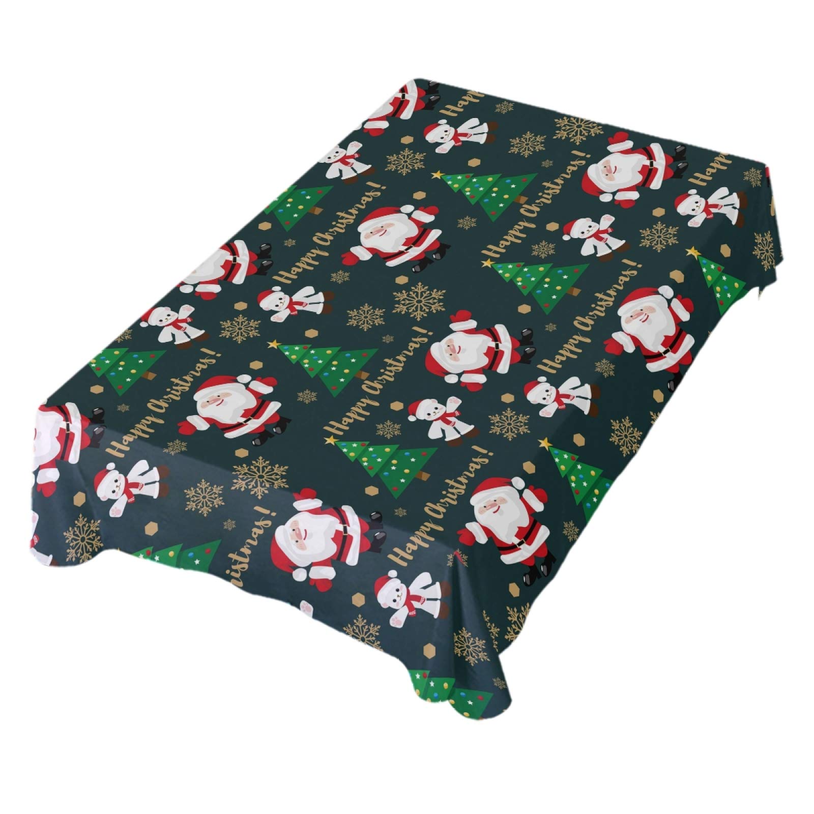 ALAZA Christmas Santa Claus Polar Bear Tablecloth - 60 x 90 Inch Rectangular Wrinkle-Resistant Holiday Table Cover for Dining, Kitchen, Christmas Parties | Perfect for Holiday Decorations, Family Gatherings & Festive Celebrations