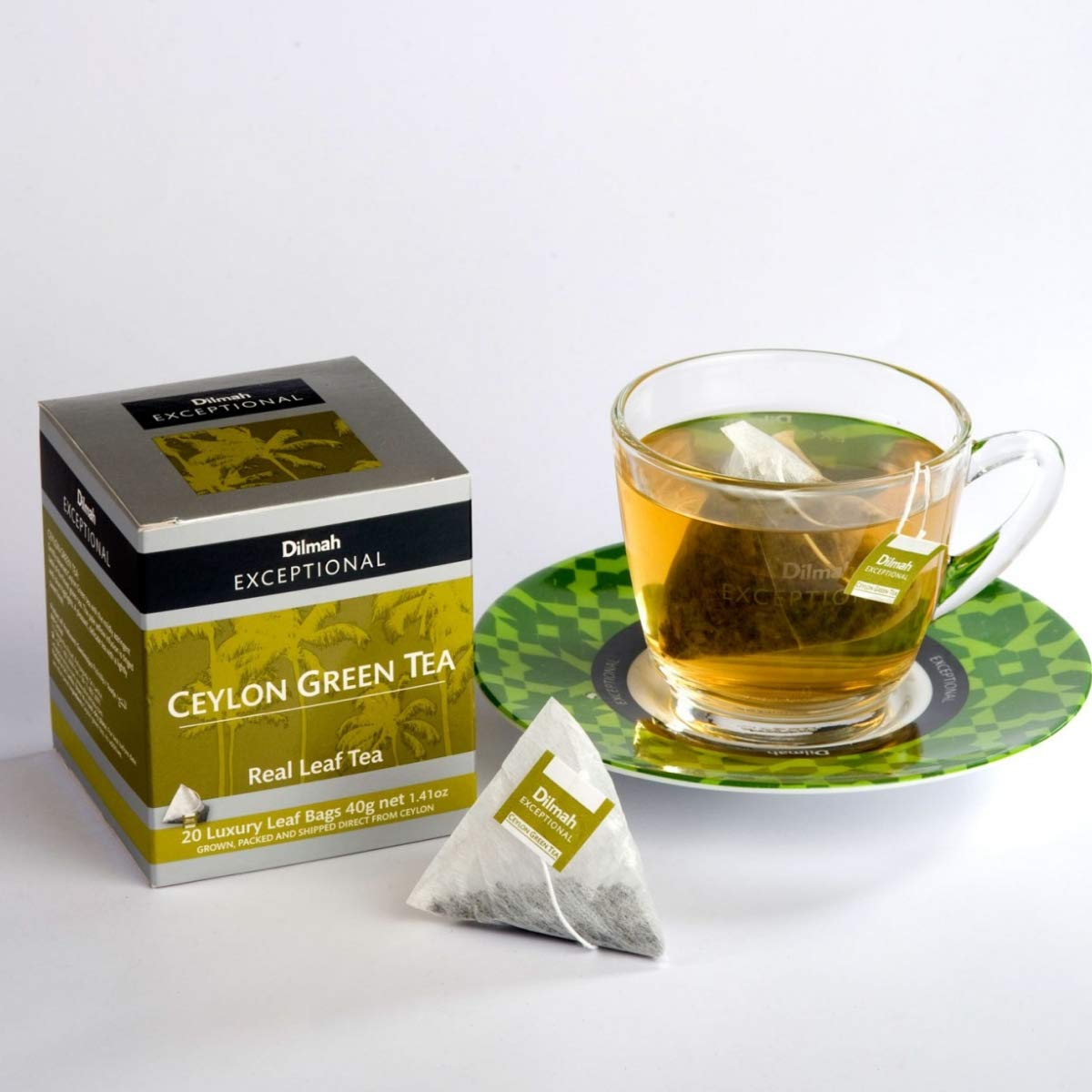 Dilmah Premium Ceylon Green Tea - 20 Luxury Leaf Tea Bags, Pure & Natural, Exceptional Quality | Perfect for Morning Boost, Afternoon Relaxation & Healthy Lifestyle