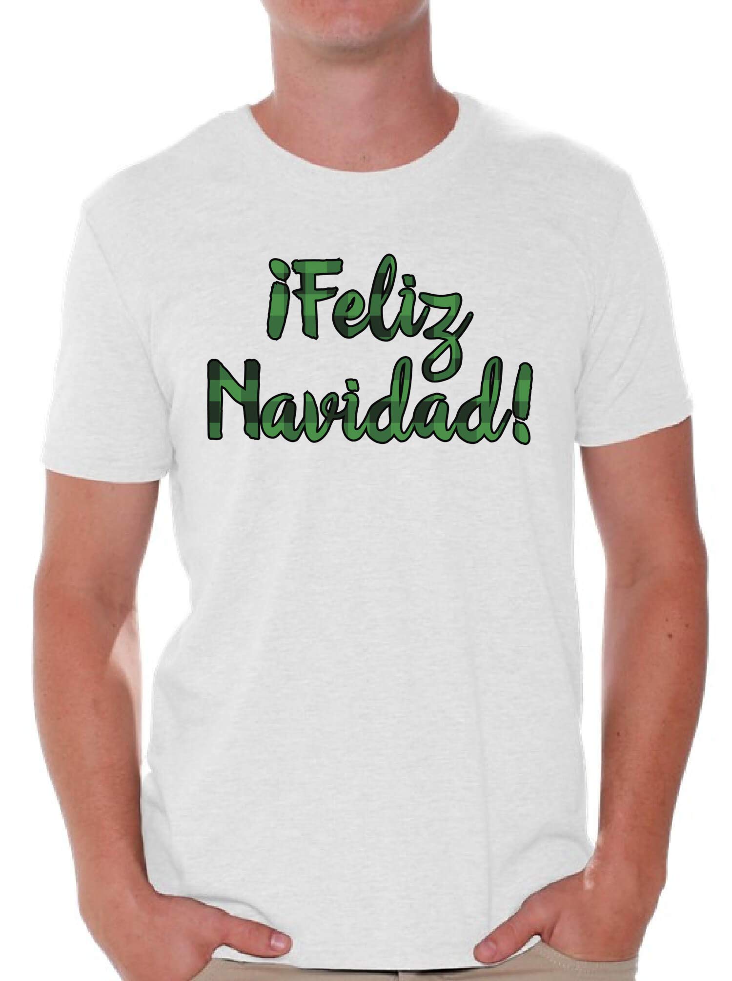 Awkward Styles Men's Ugly Christmas Shirts - Funny Feliz Navidad Holiday T-Shirt with Plaid Design | Perfect for Xmas Parties, Gift Exchanges & Family Gatherings